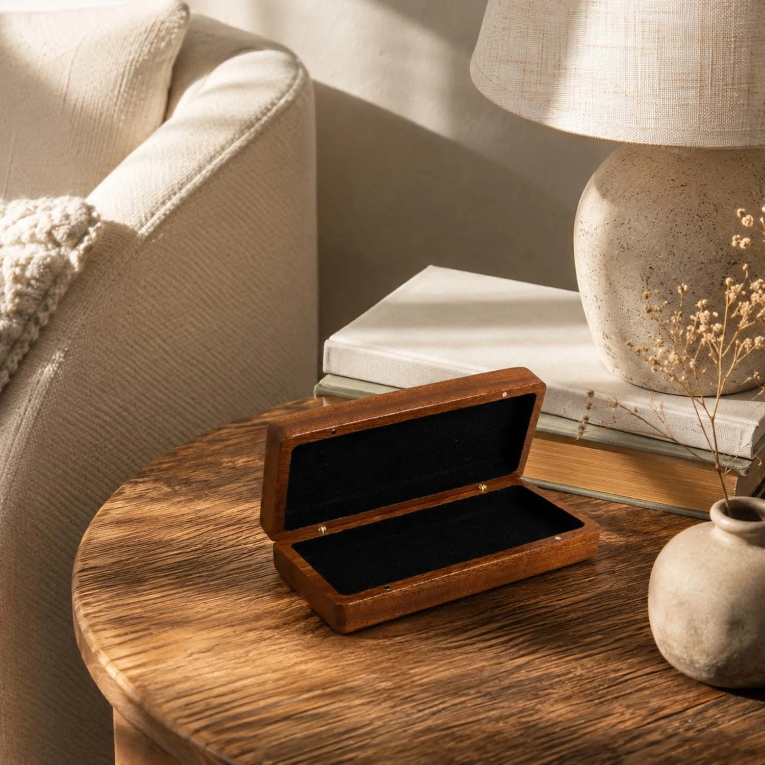 sapele-eyeglass-case-lifestyle-side-table-open-empty.jpg
