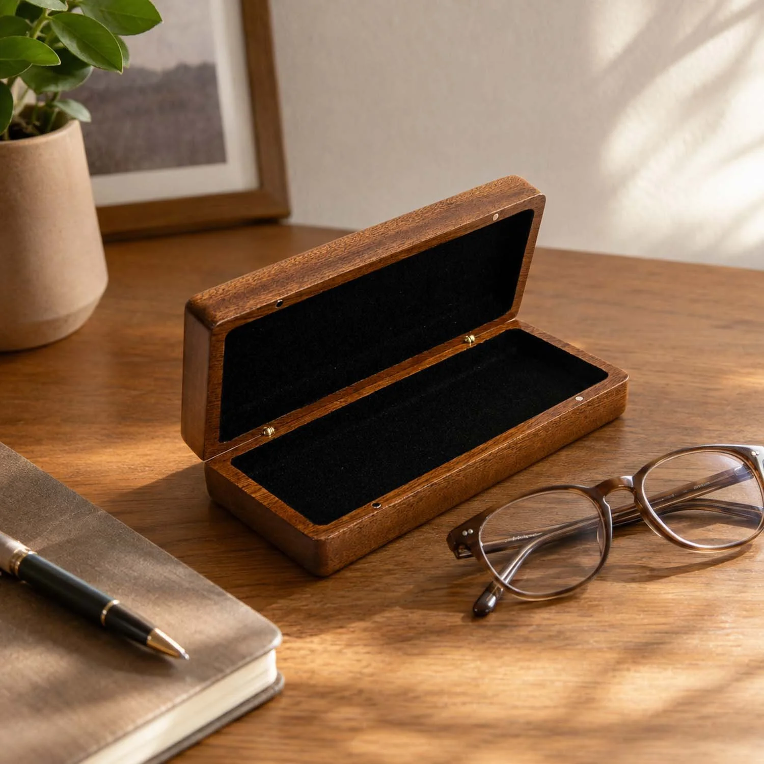 sapele-eyeglass-case-lifestyle-desk-open-empty.jpg