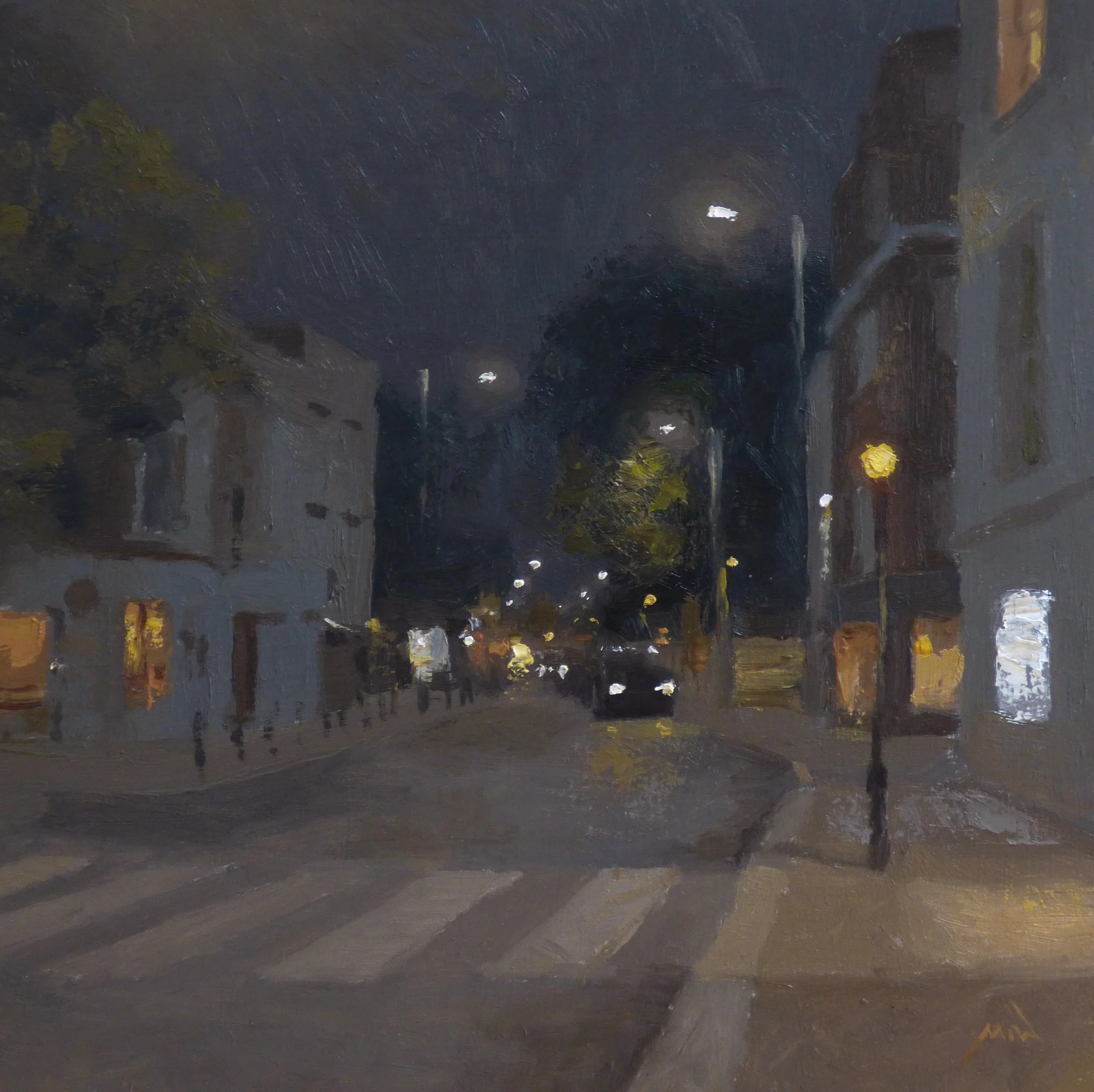 The Kings Road at Night - 20 x 20 cm - Oil on board - 2025 - SOLD