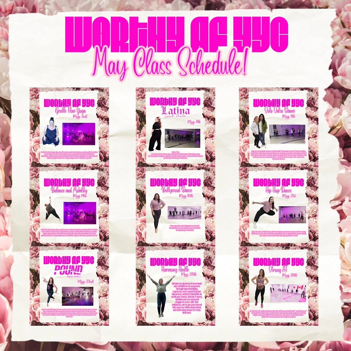 It was brought to my attention I haven't posted our awesome May line up!! I am so looking forward to another month of movement with this incredible community! We hope to see you there!!