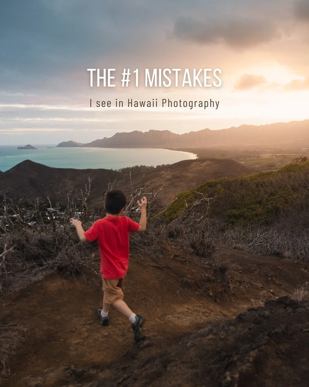 Most people race up the Lanikai Pillbox Trail for sunrise &mdash; but we hiked it at sunset. 🌅
 And that small shift made all the difference.

While most people faced the ocean, I turned my lens toward the mountains &mdash; soft light spilling over 