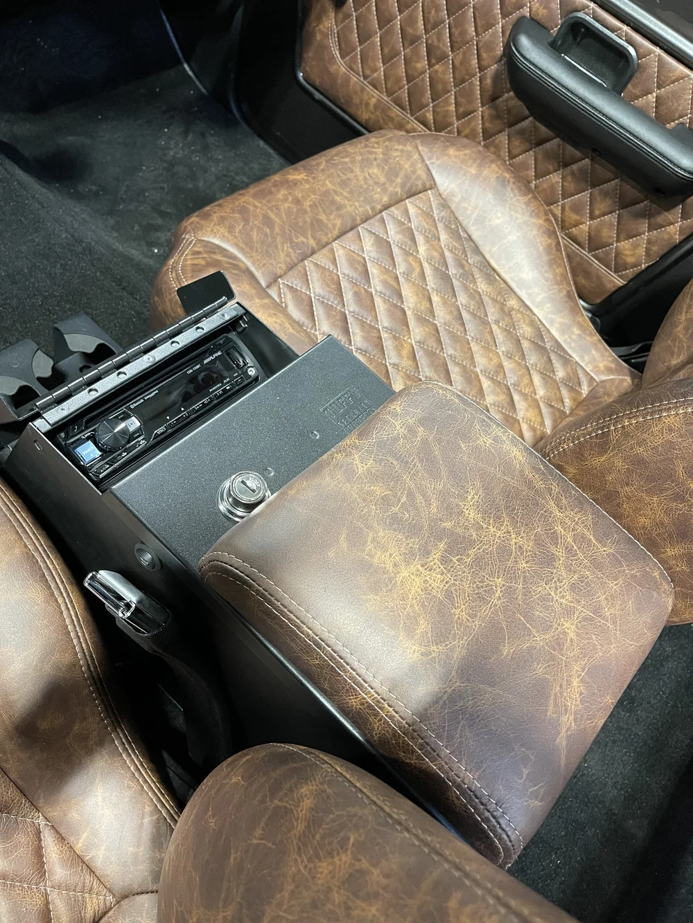Standard console with stereo flap open