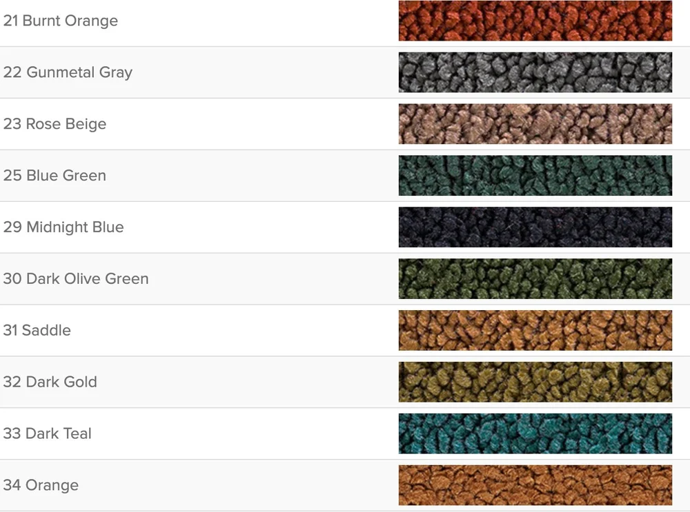 Carpet samples 21 through 34