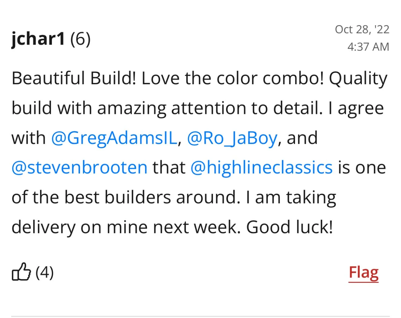 Original Bring a Trailer comment 2 — open full size