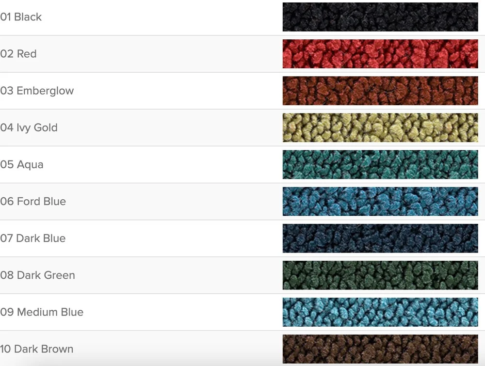 Carpet samples 1 through 10