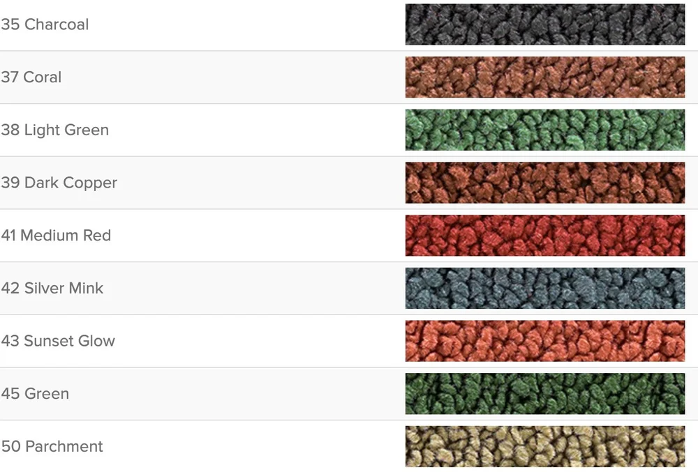 Carpet samples 35 through 50