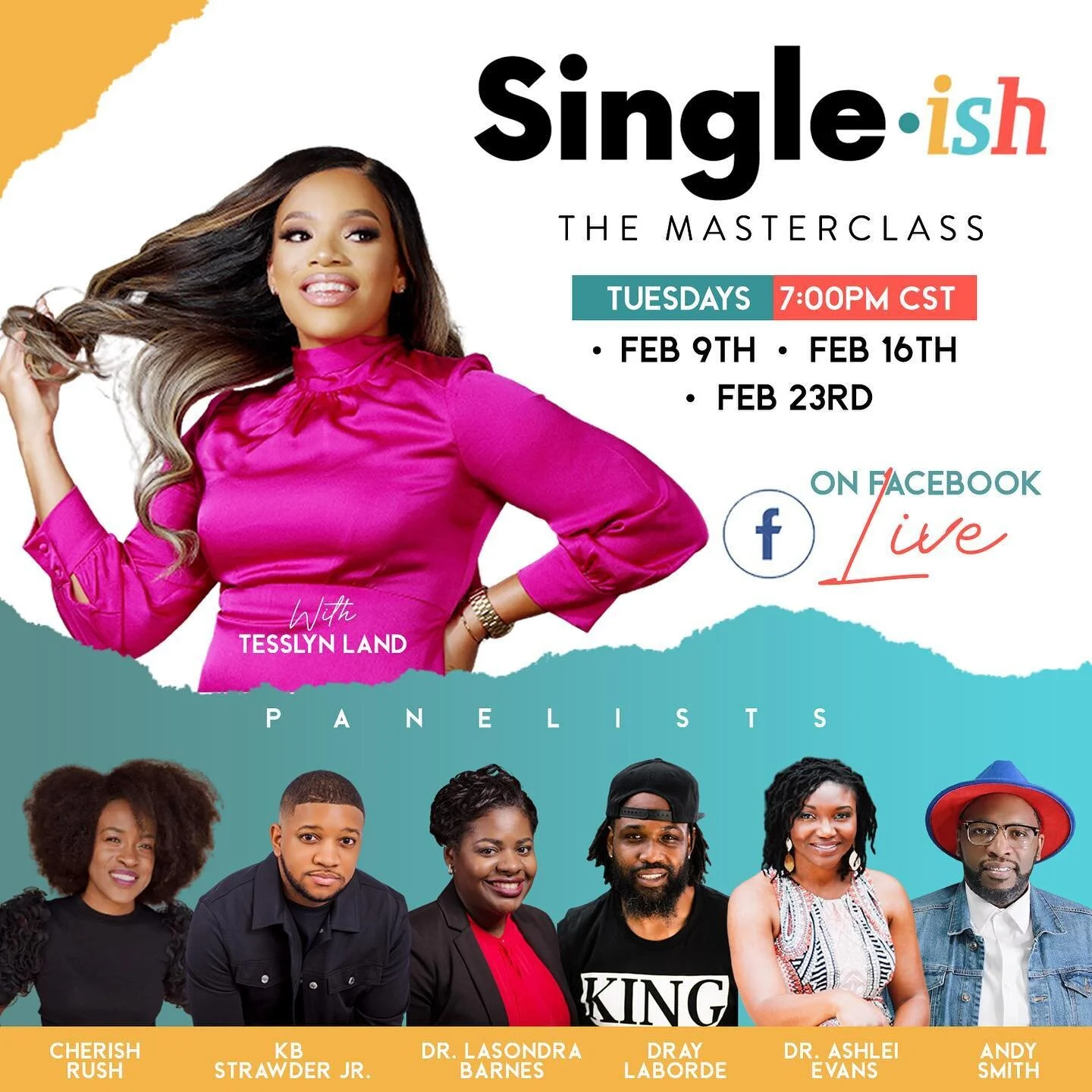 Head over to my Facebook page at 7pm CST!  We will be LIVE for session 2 of &ldquo;Single&bull;ish: The Masterclass.&rdquo;

Tonight&rsquo;s topic: &ldquo;So Are They The One: Purpose, Compatibility, &amp; Being Equally Yoked.&rdquo;

You don&rsquo;t