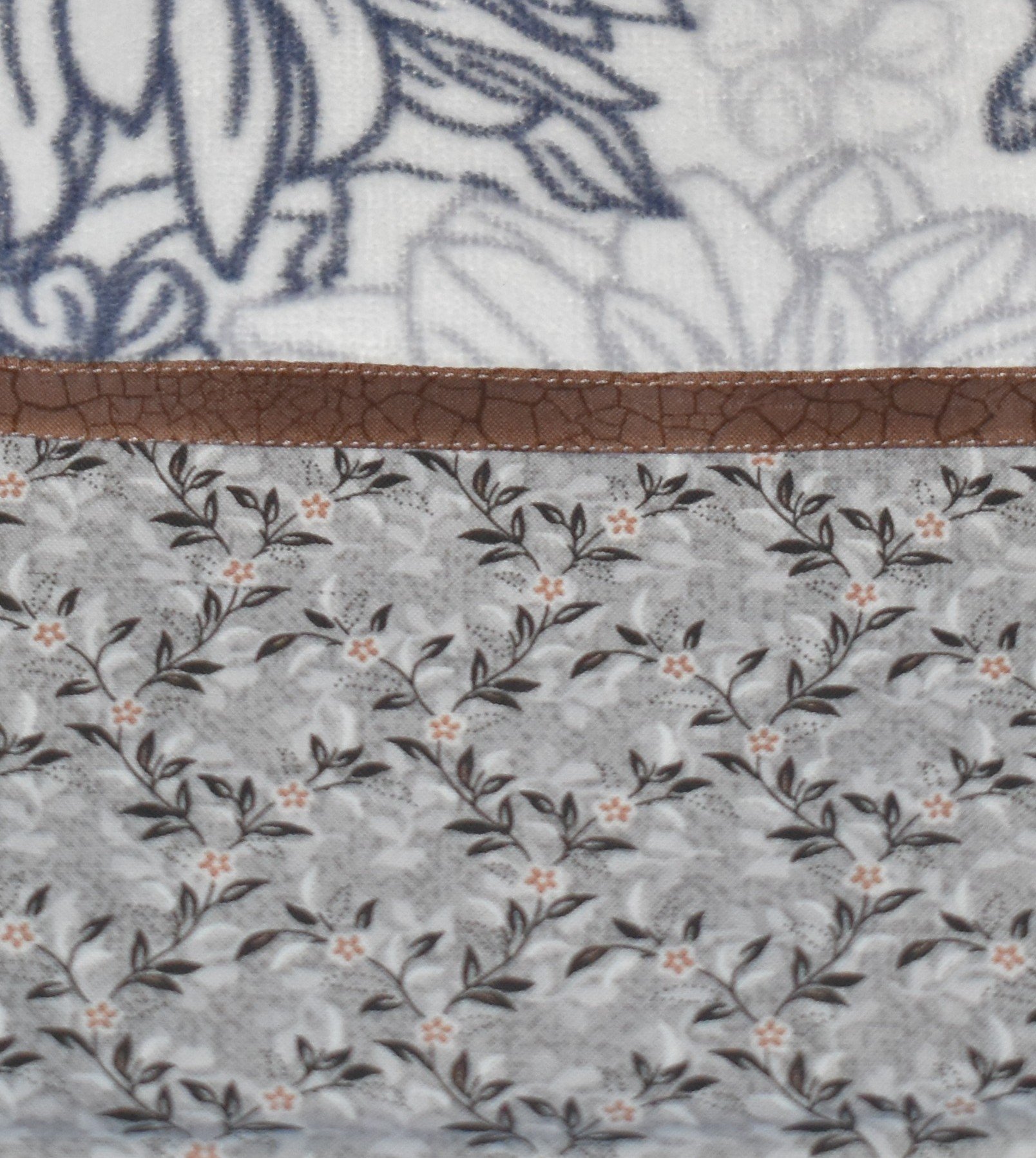 Hanging Kitchen Towel with Bottom Fabric Band Featuring Flower Sketch Fabric with Flower Band