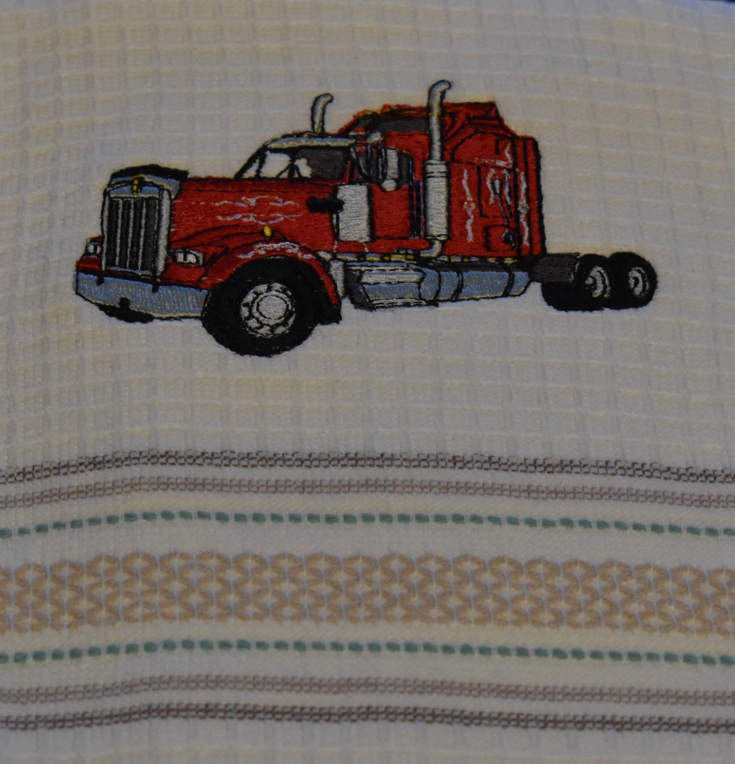 Truck - Red w/White Wavy Stripes