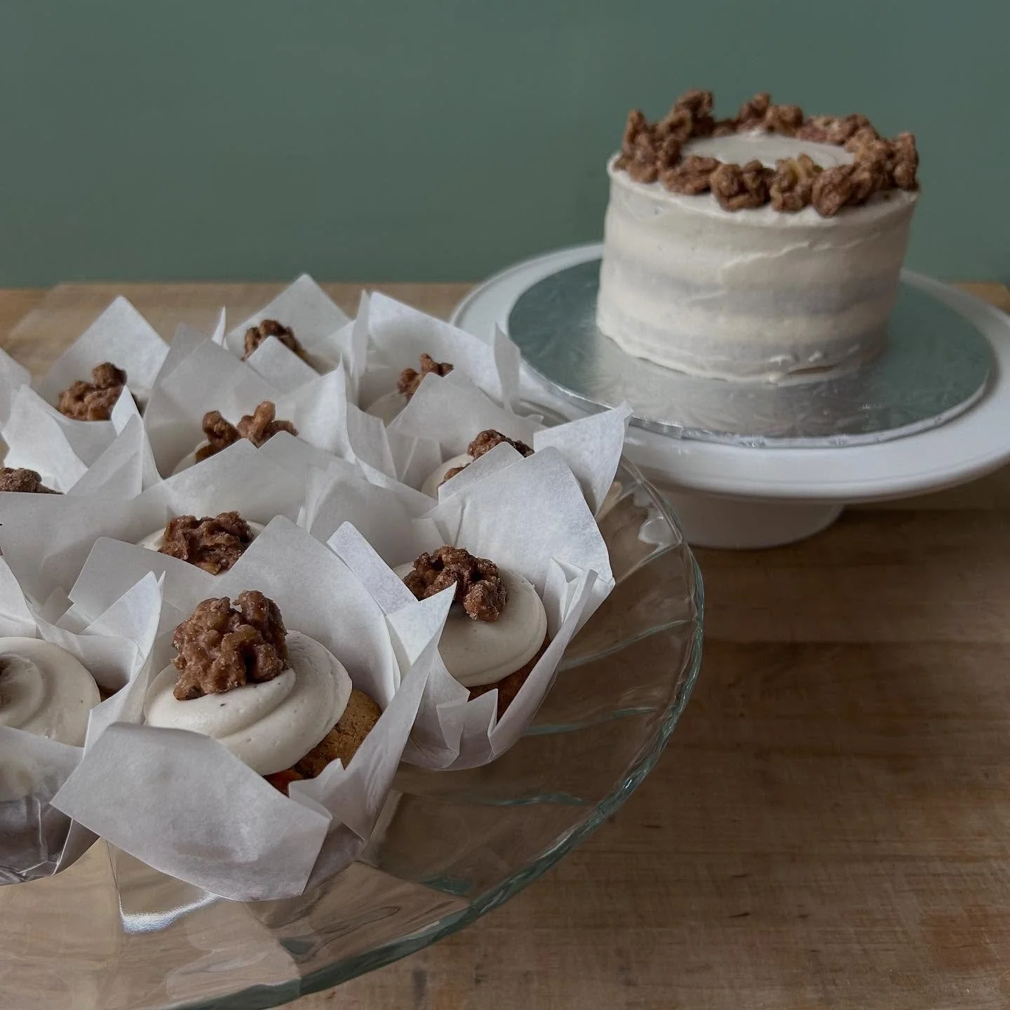 Carrot Cake 

All gluten free, all vegan, super delicious! Available to order for Thanksgiving (link in bio). We'll have cupcakes in the shop today and tomorrow too 🥕🥕

We're using a new vegan cream cheese this year from @treeline_cheese. It's the 
