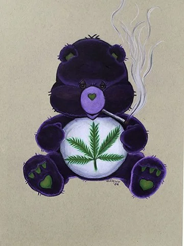 Purple Bud Bear, Colored Pencil, 9x12