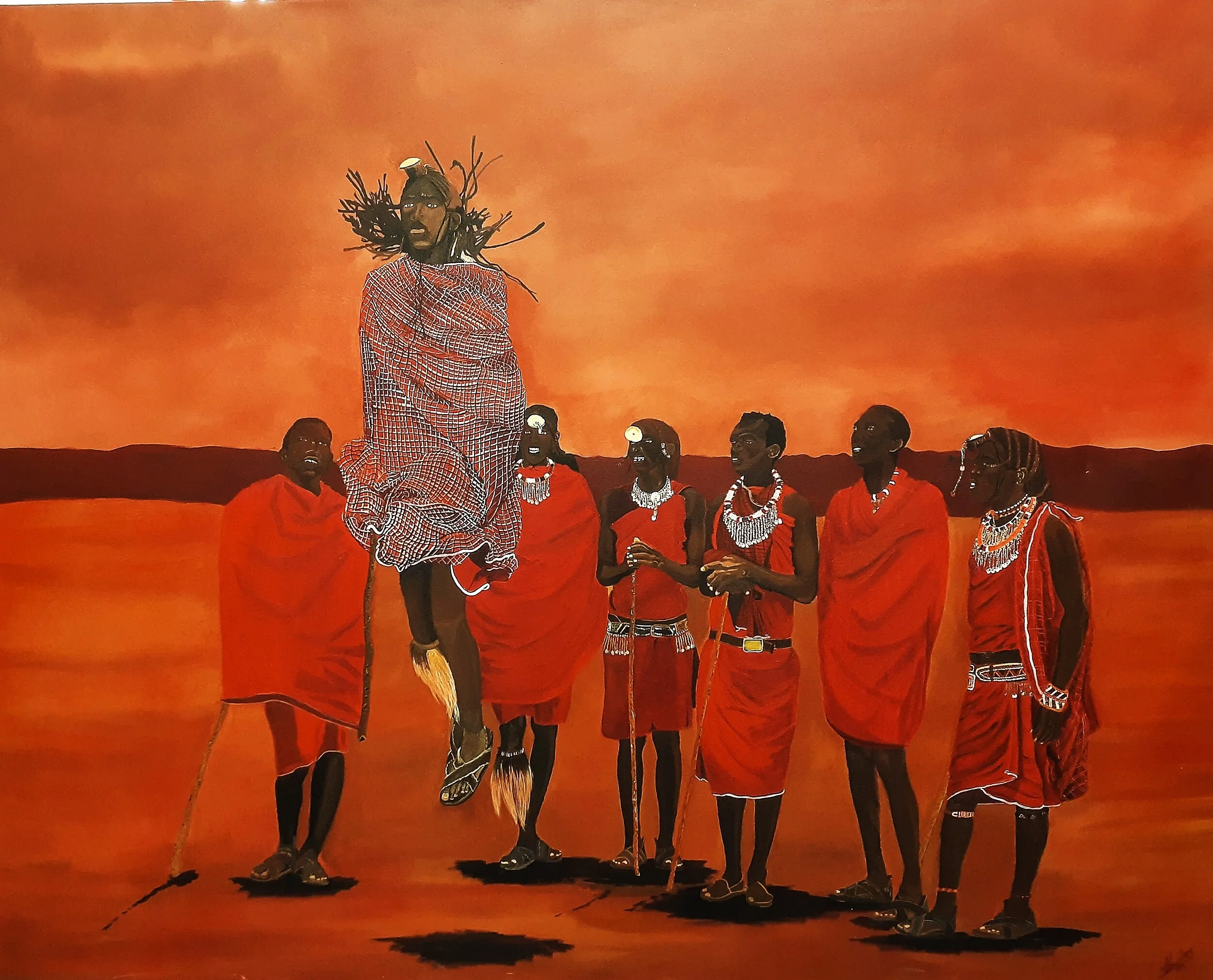 Massai, Acrylic on Canvas, 6'x5'