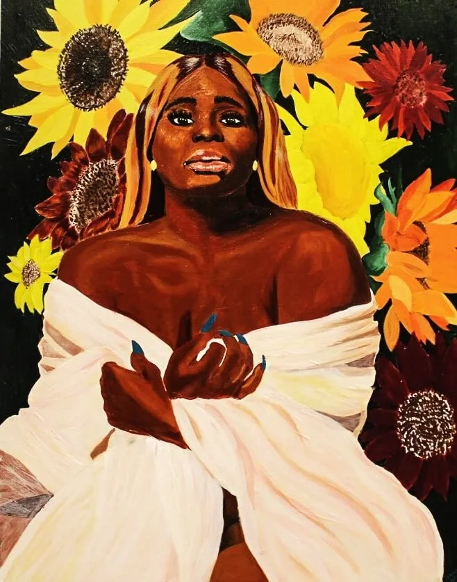 Sunflowers, Acrylic on Hardboard, 11"x14"