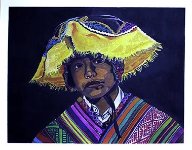 Peruvian Boy, Inktense, 9x12