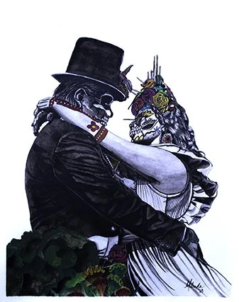 Day of the Dead Love, Inktense, 16x20