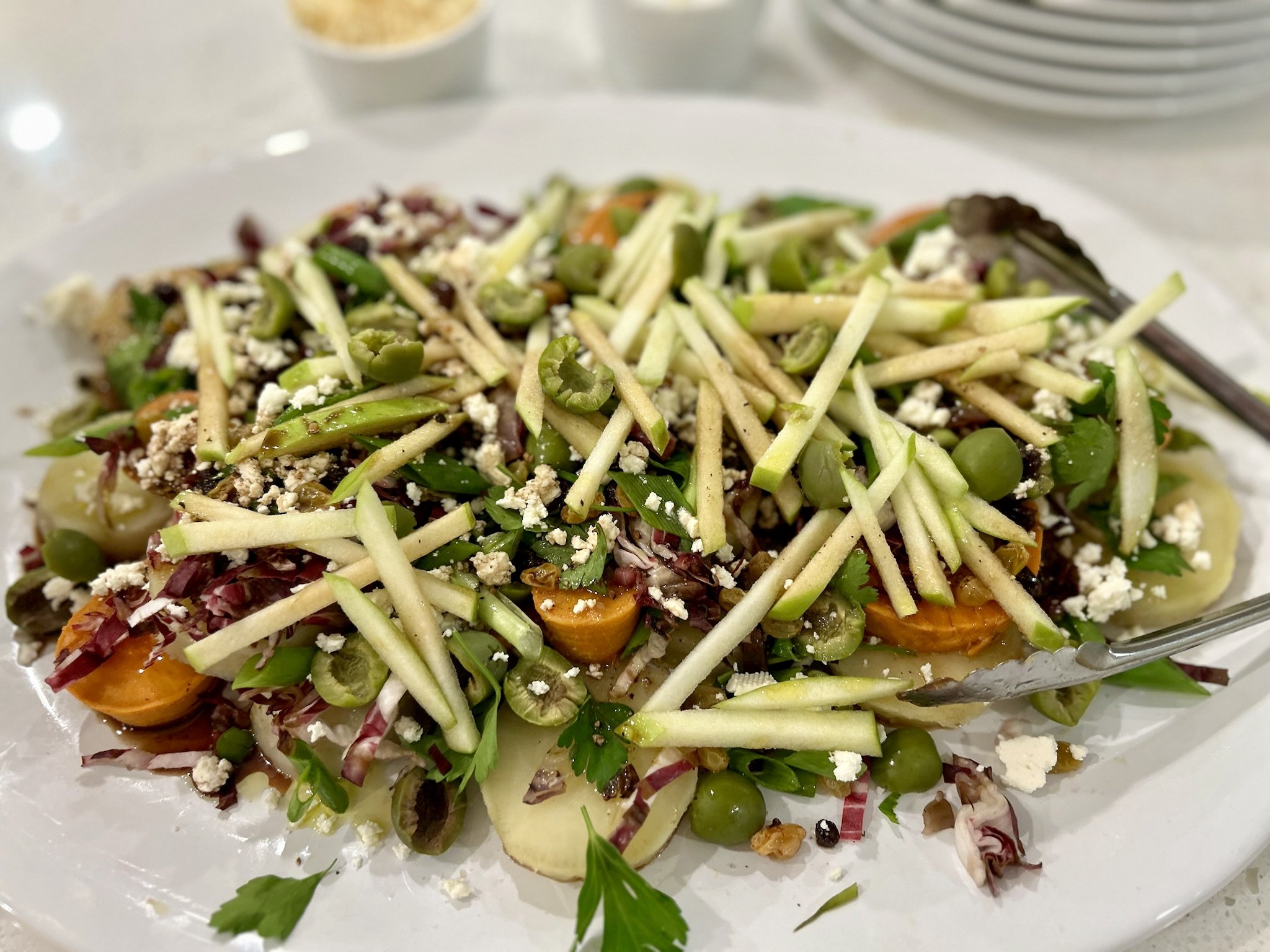 Sweet Potato Salad with Radicchio, Apple, Feta and Olive