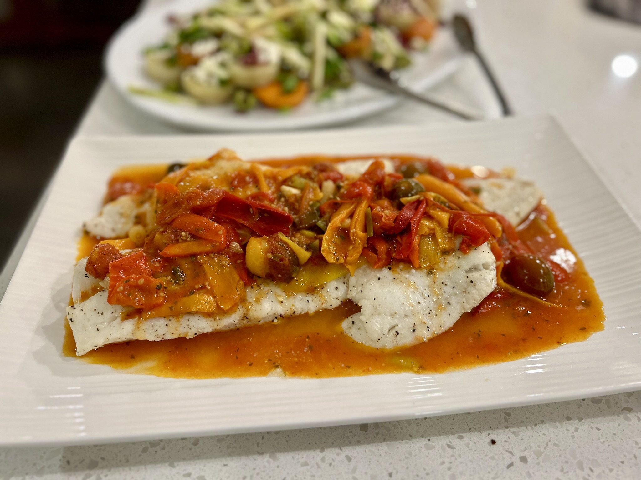 Baked Cod with Peperonata