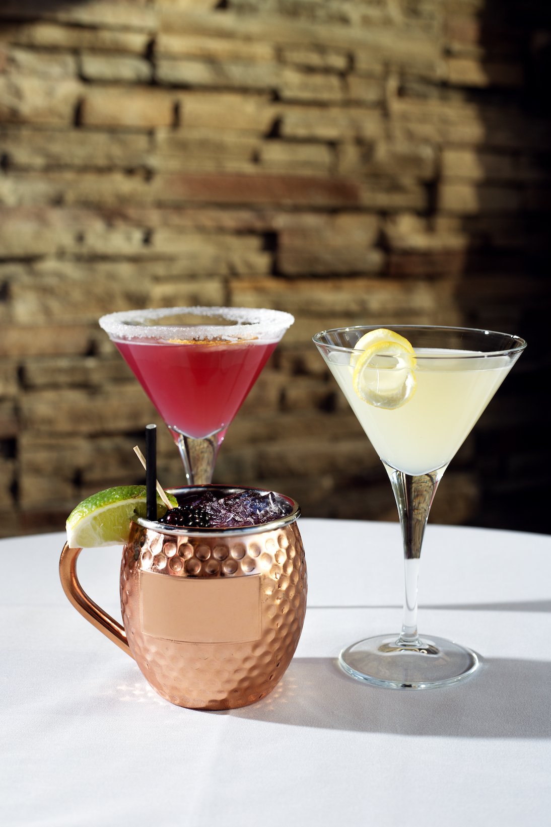 Huckleberry mule, Huckleberry lemon drop and Squeeze from Chandler's Steakhouse