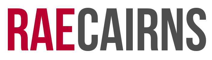 Logo of RAE Cairns with the letters 'RAE' in maroon and 'CAIRNS' in black.