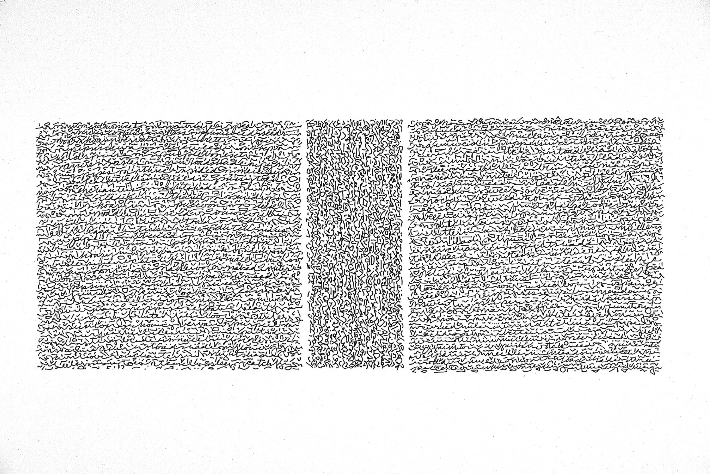 Mirror Writing #6, pen & ink on paper, 1979. 23"x29"