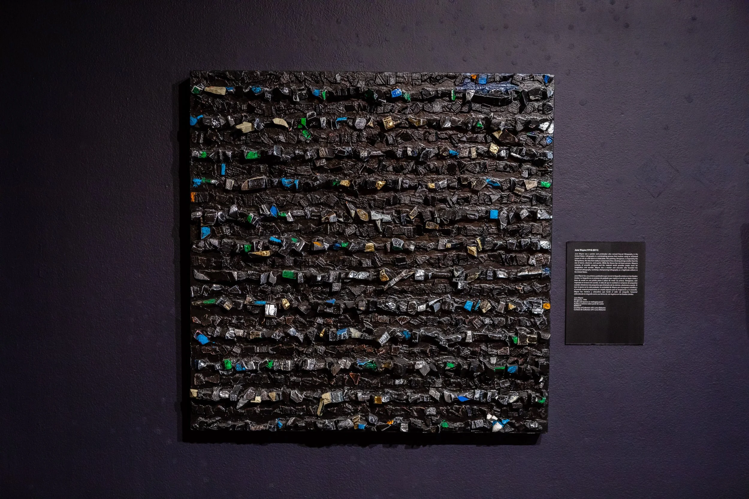 Photograph of June Wayne mixed media painting “Stringwave"