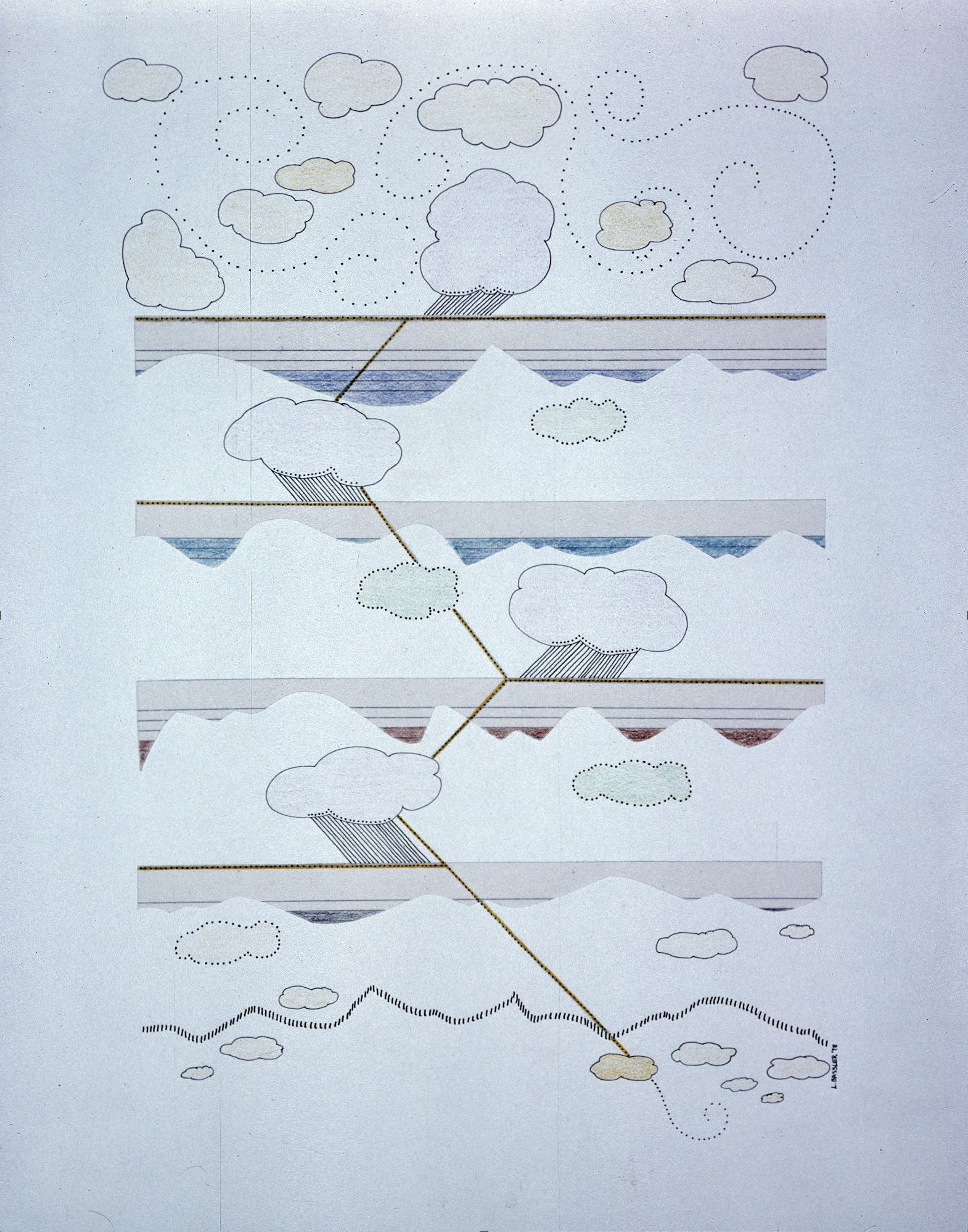 "The Mountain Speaks: Up, Down and Sideways," ink & pencil on paper, 1978