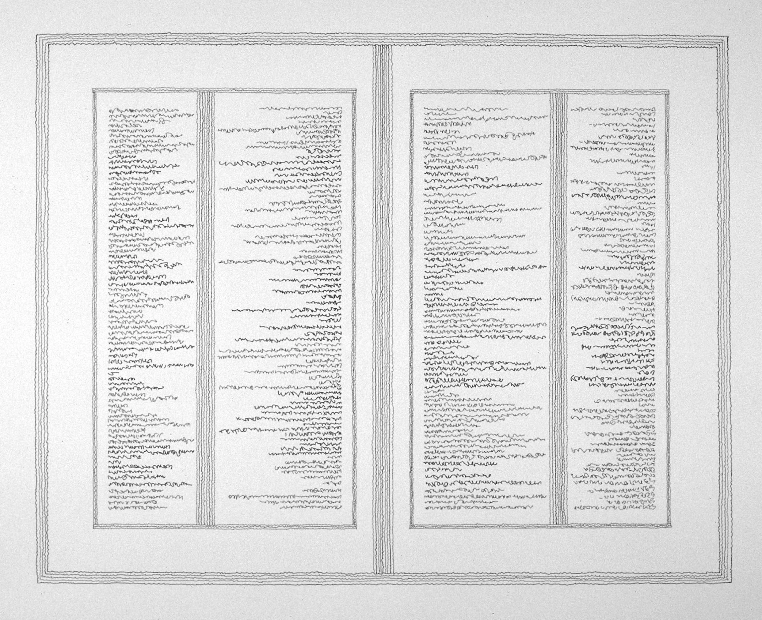Mirror Writing #2, pen & ink on paper, 1979. 23"x 29"