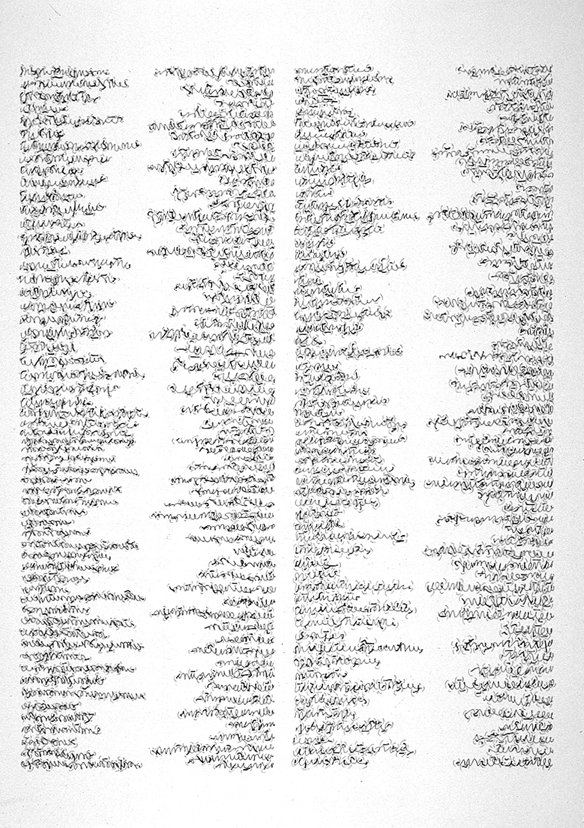 Mirror Writing #5, pen & ink on paper, 1979. 23"x29"