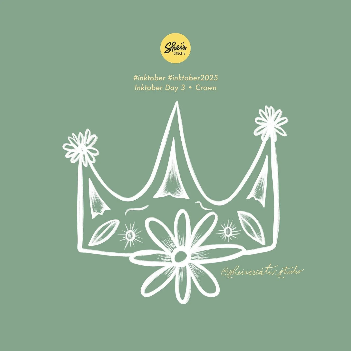 Day 3: Crown 👑 #inktober #inktober2025 #inktober2025crown #livelifeincolor #livelifeincolour #sheiscreativ #sheiscreativstudio #uhhuhhoney #spooky #procreate