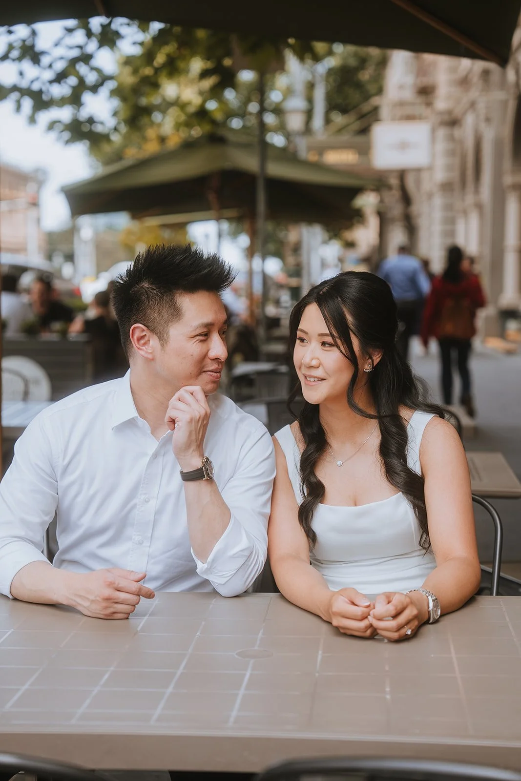 Melbourne engagement photographer candid natrual CBD