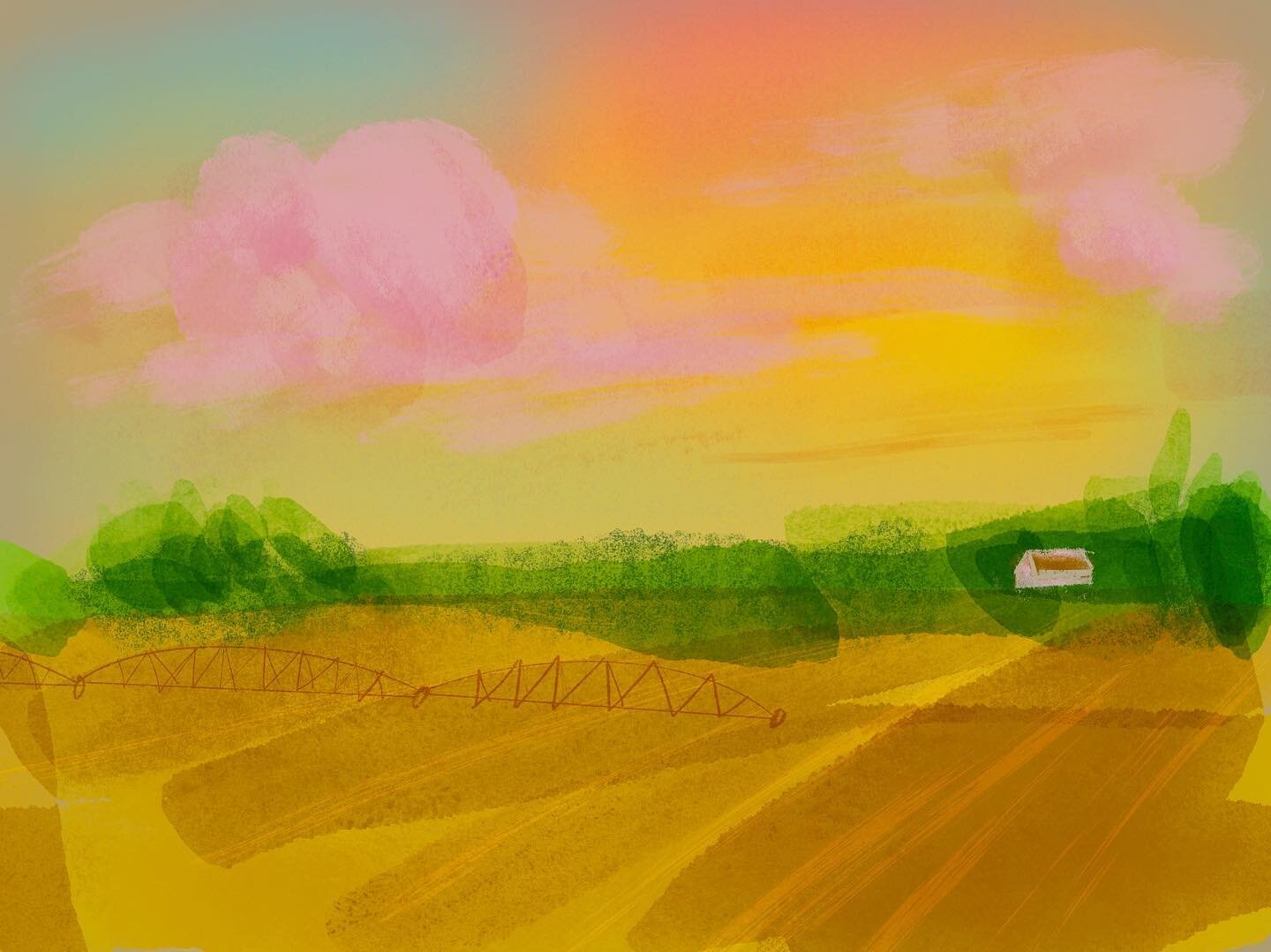Staying inspired, just forgetting to share. Found a new brush set I&rsquo;m in love with in Procreate so crafting some landscapes, more to come. 🌾