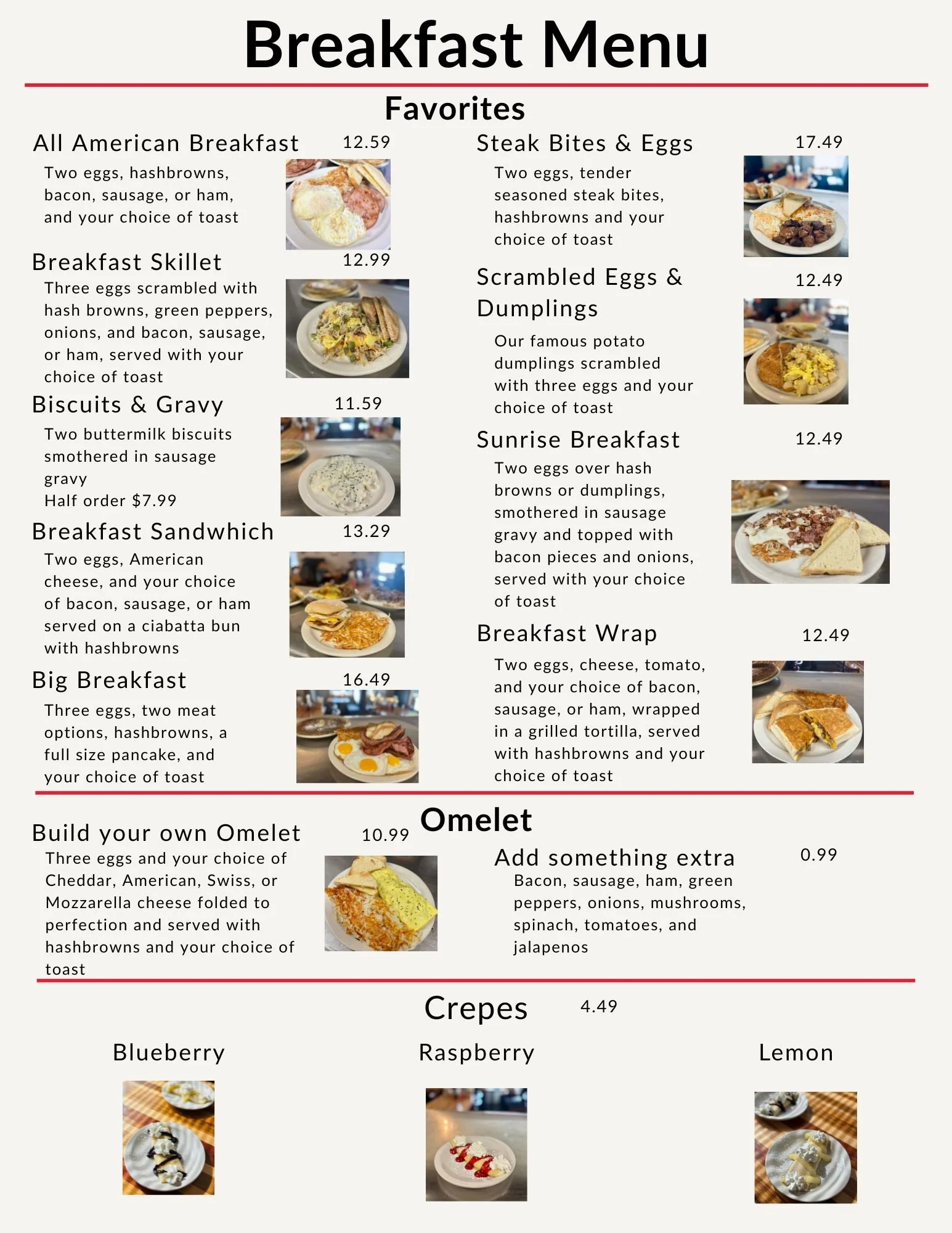 breakfast menu
