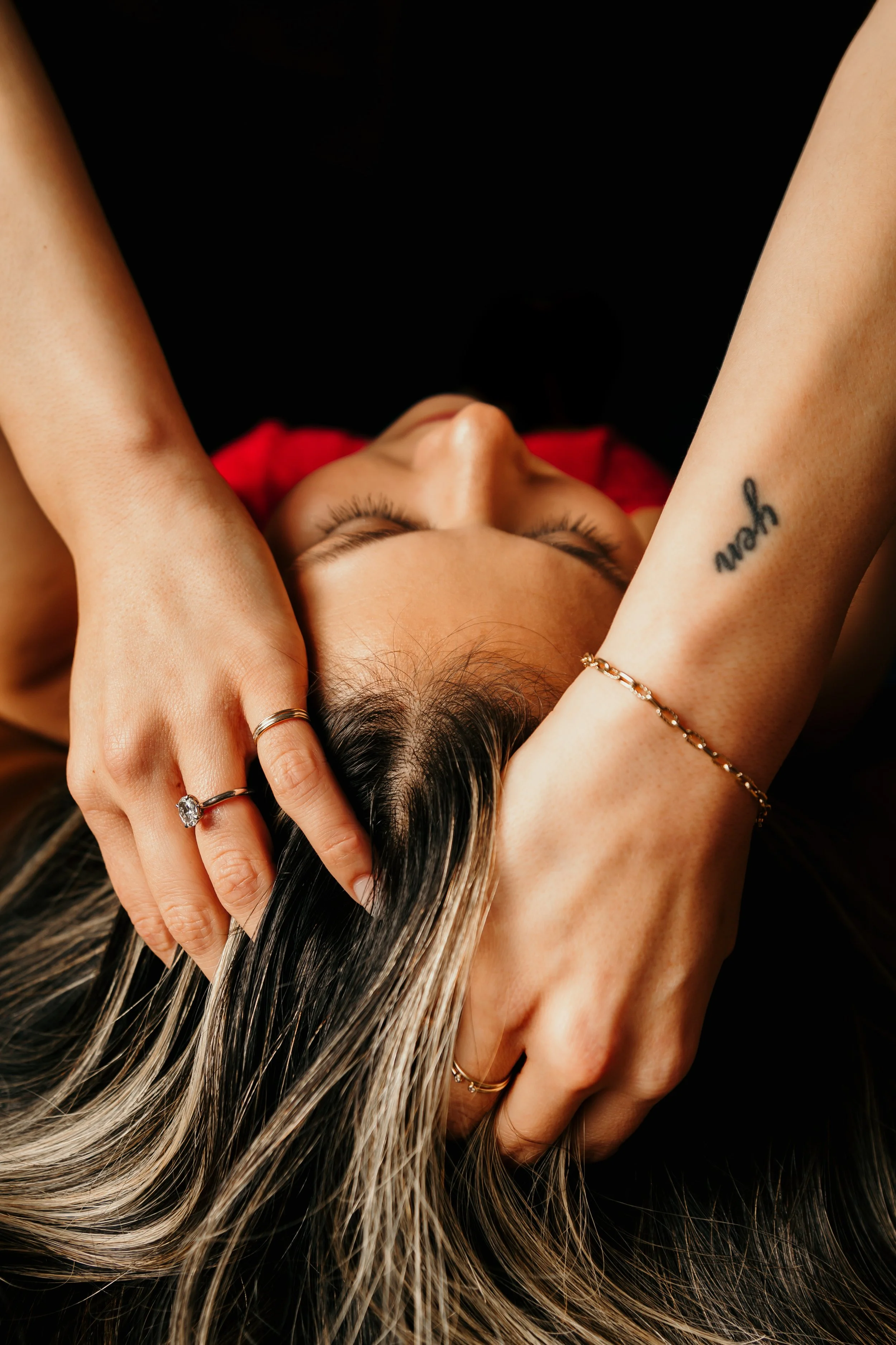 Belinda Cheyenne Boudoir Photographer - Intimate Portraiture - Fine Art Nudes - Southern California - Long Beach - Los Angeles - Orange County - Inland Empire - Sexy Lingerie - Red Bodysuit  