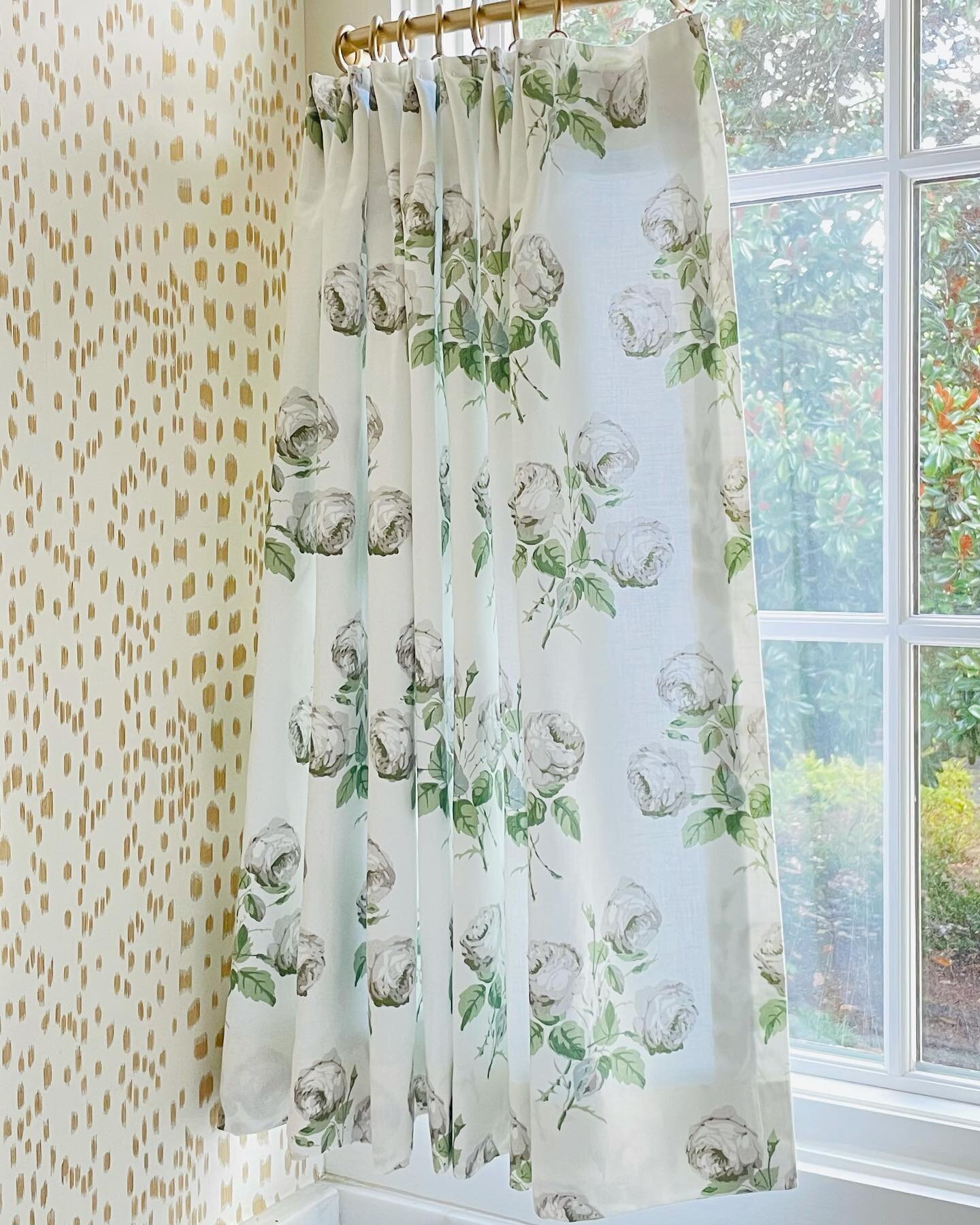 New install peek - bathroom cafe curtains in a favorite classic!