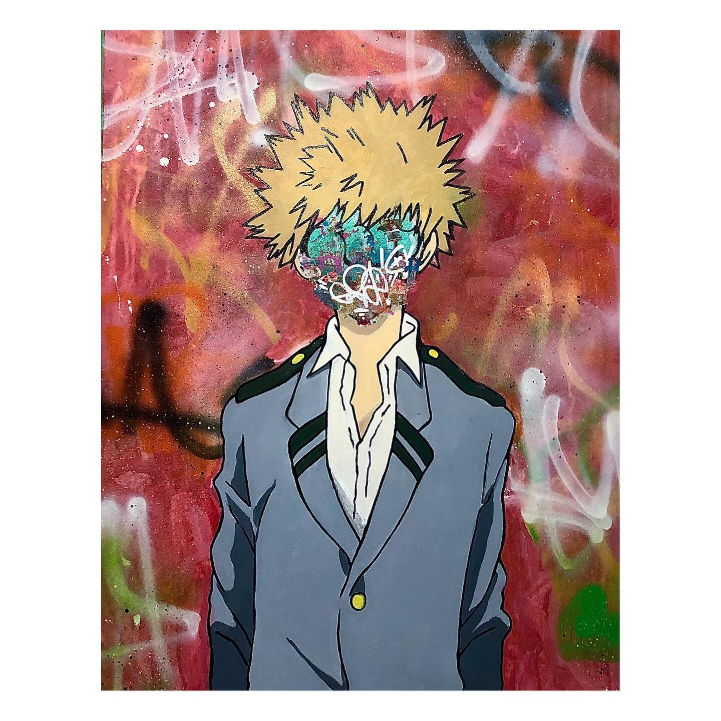 ヒーロー Katsuki Bakugo 

28&rdquo; x 20&rdquo; Acrylic on canvas 

Really diggin these recent CTR.Toonz (anime) challenges yall are requesting! 
With every request I like to watch a few episodes of the show to get a sense of the characters vibe, in hope