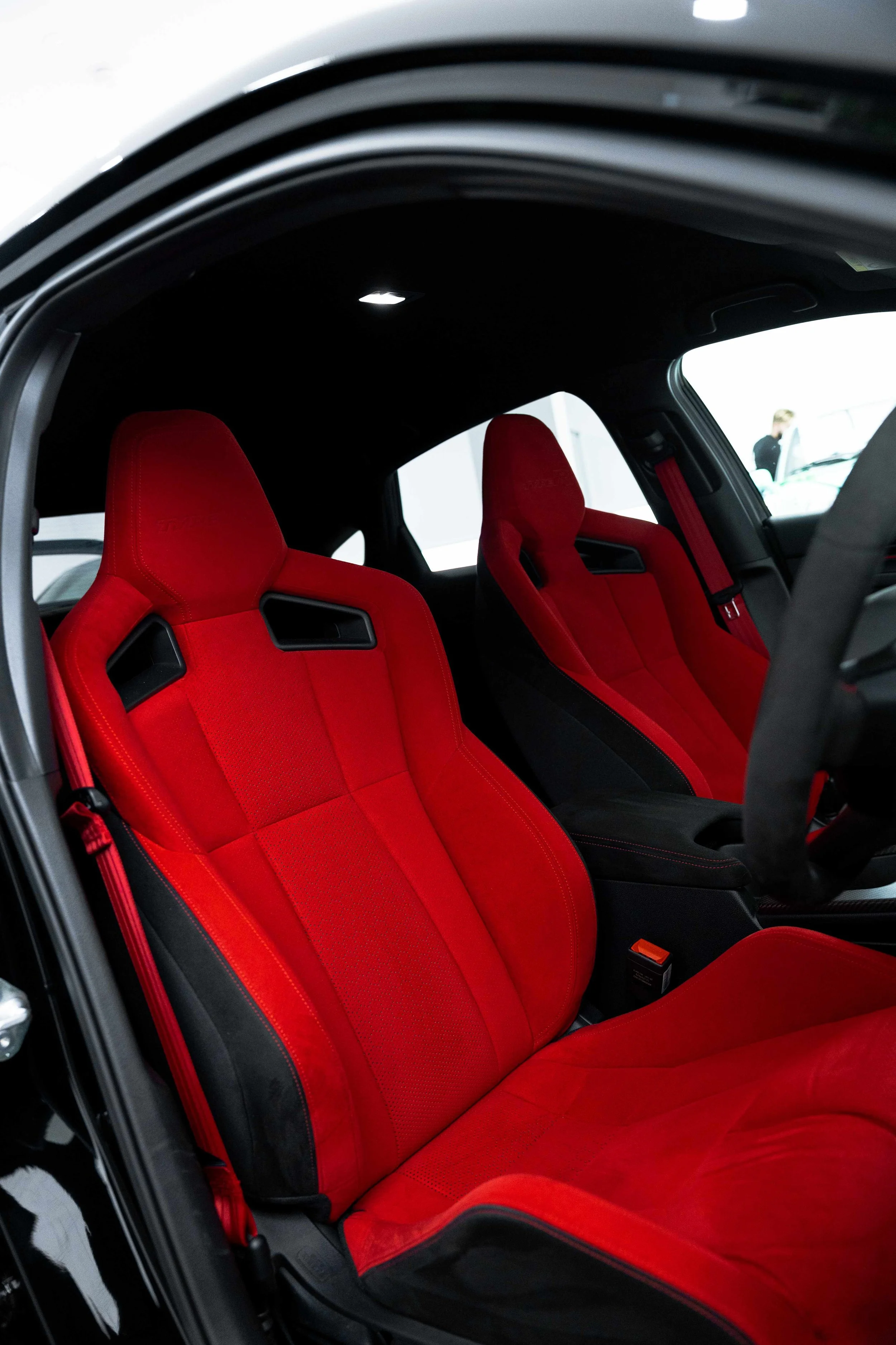Honda Civic Type R red racing seats after interior detailing in Sydney