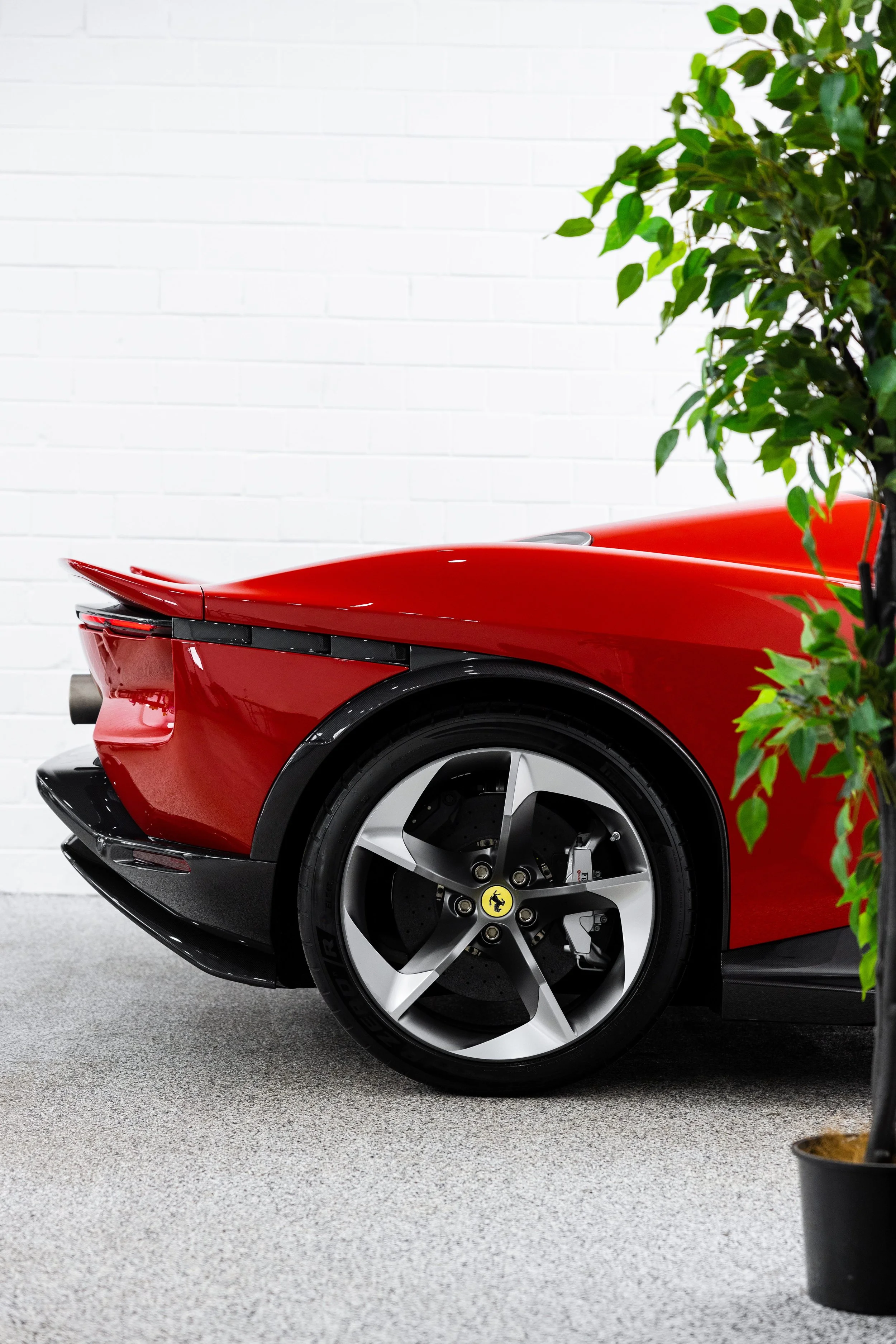 Red Ferrari 849 Testarossa rear quarter and wheel with XPEL Paint Protection Film in Mona Vale