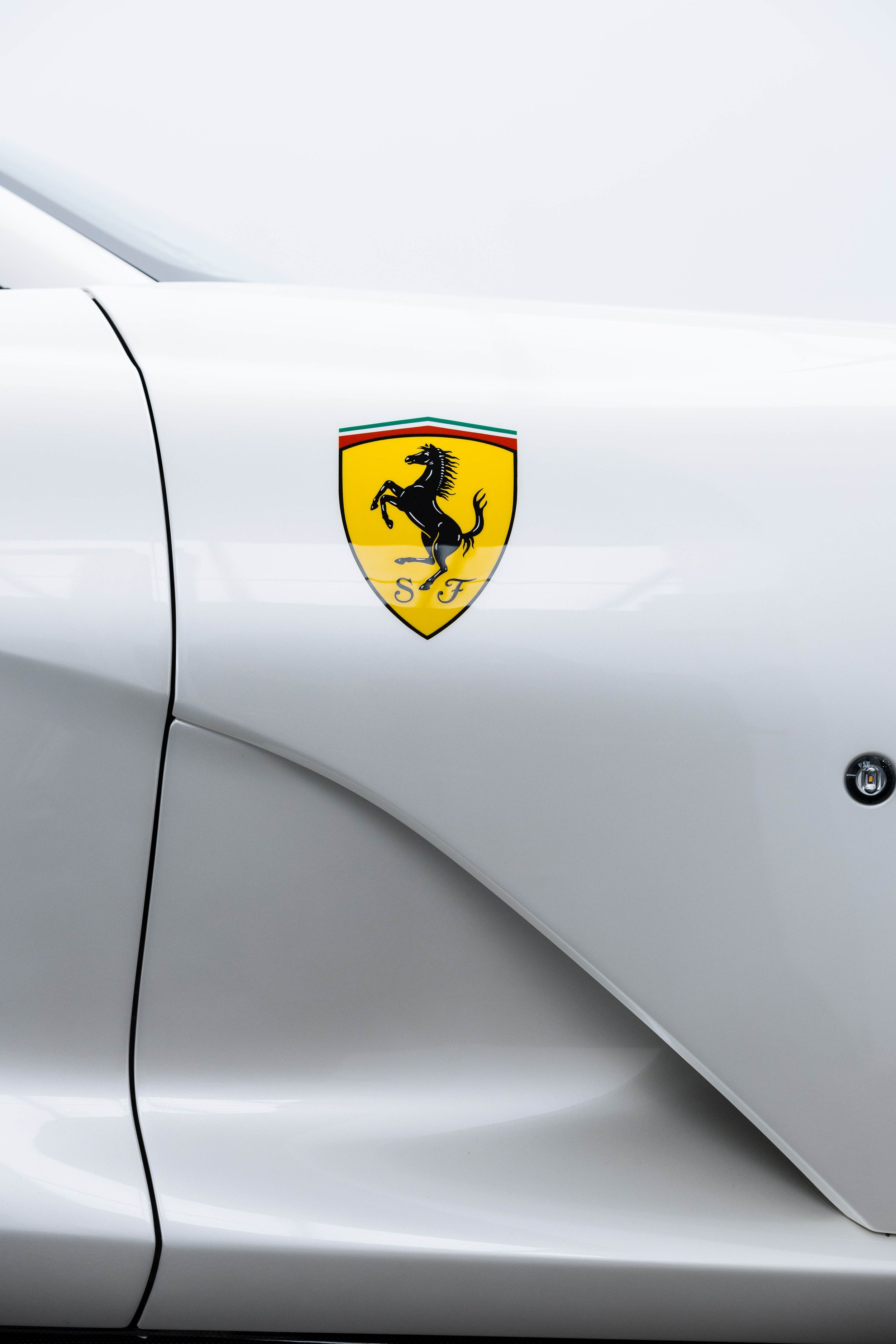 White Ferrari 812 GTS Prancing Horse shield badge with XPEL Paint Protection Film in Sydney