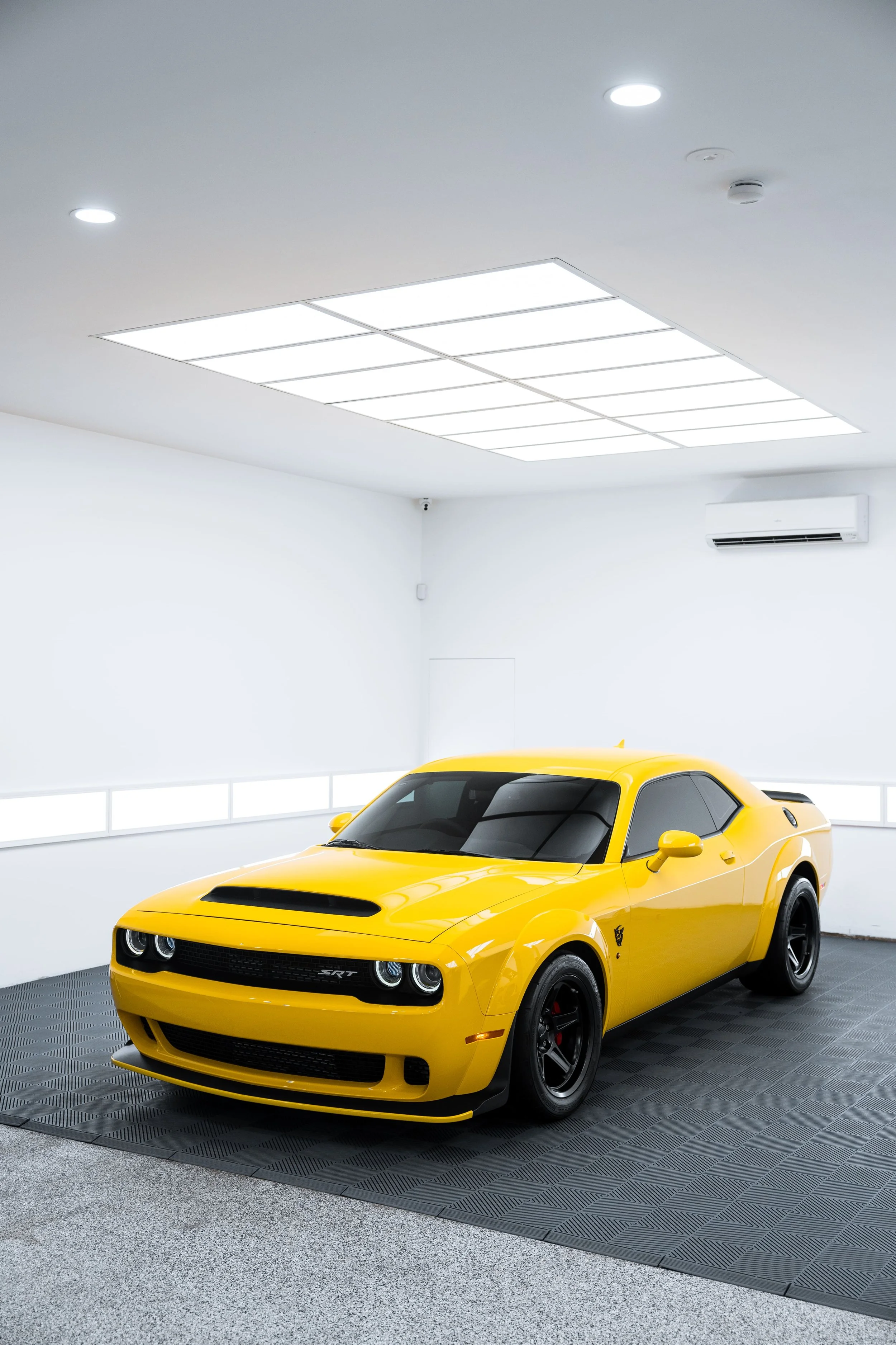Yellow Dodge Challenger SRT Demon with full PPF by ADS in Mona Vale