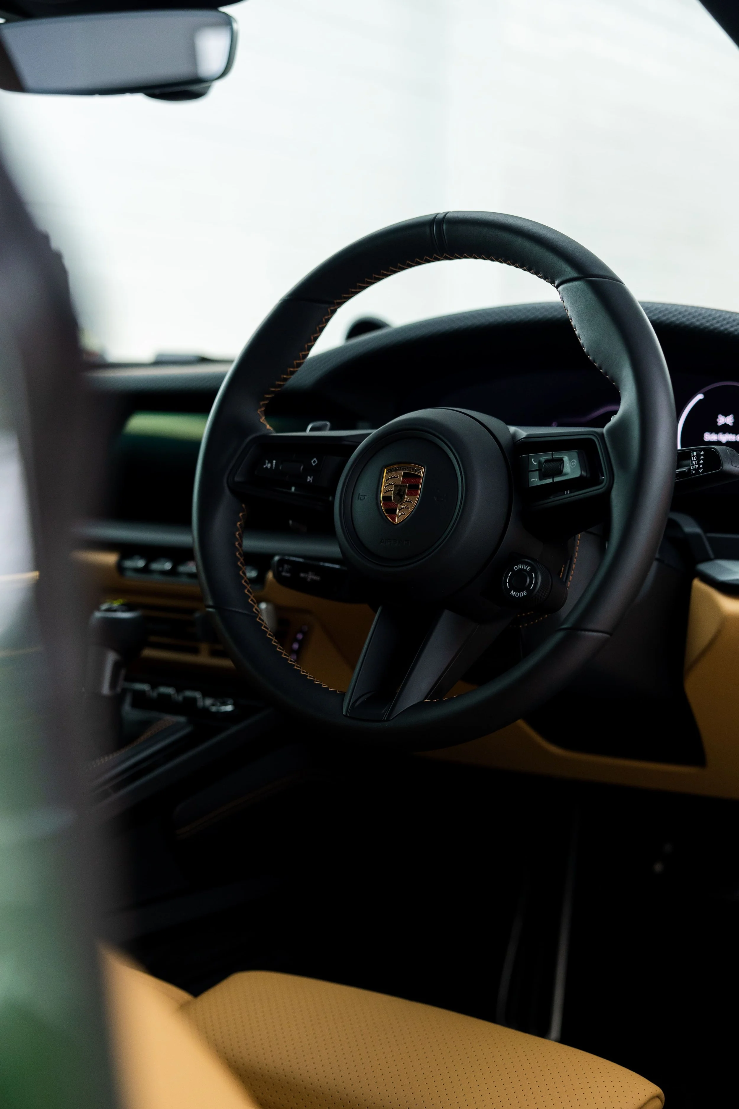 Porsche 911 GT3 Touring interior steering wheel detail with full PPF by ADS in Mona Vale