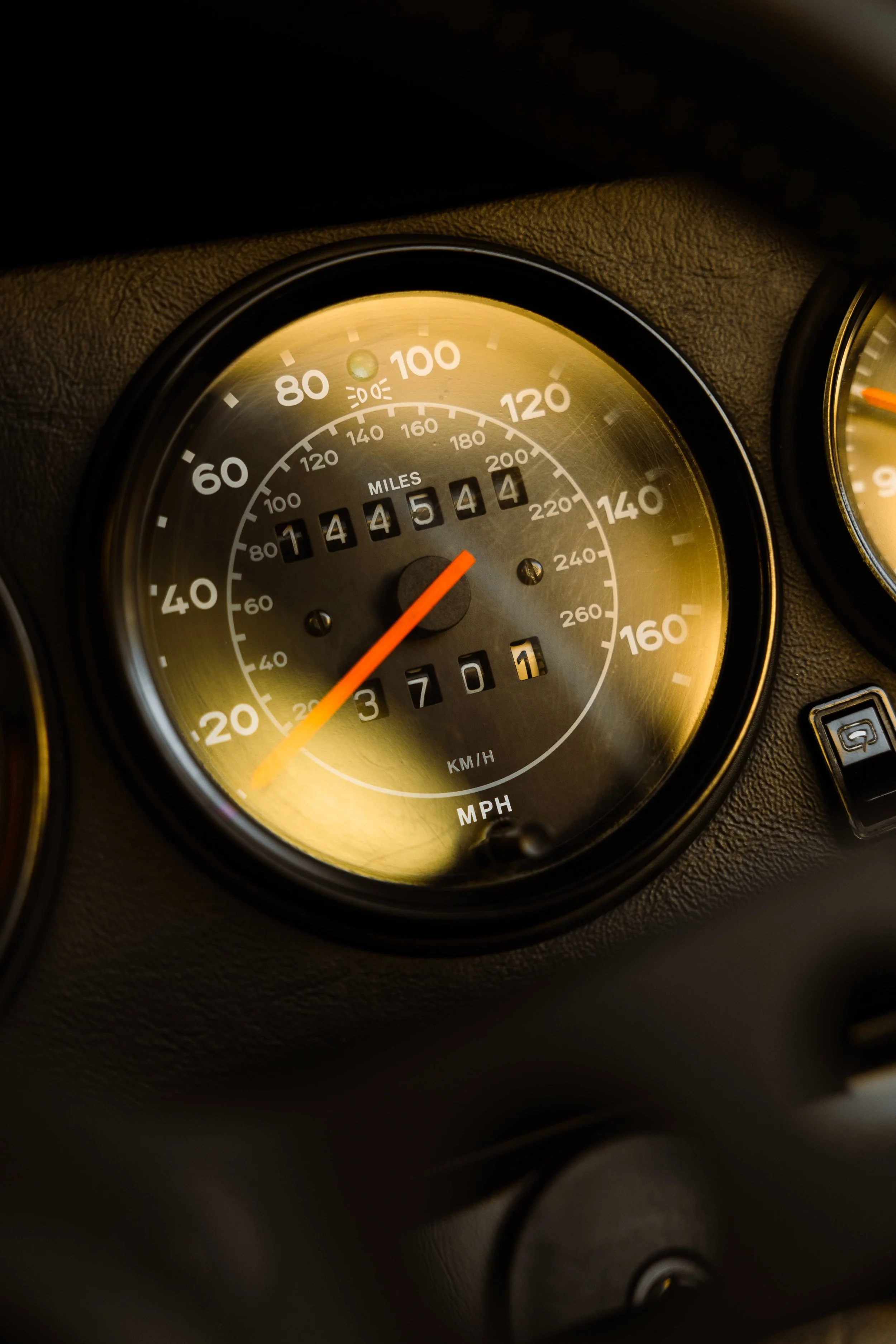 Silver 1989 Porsche 911 Carrera Targa interior detailing speedometer and gauge cluster in Mona Vale