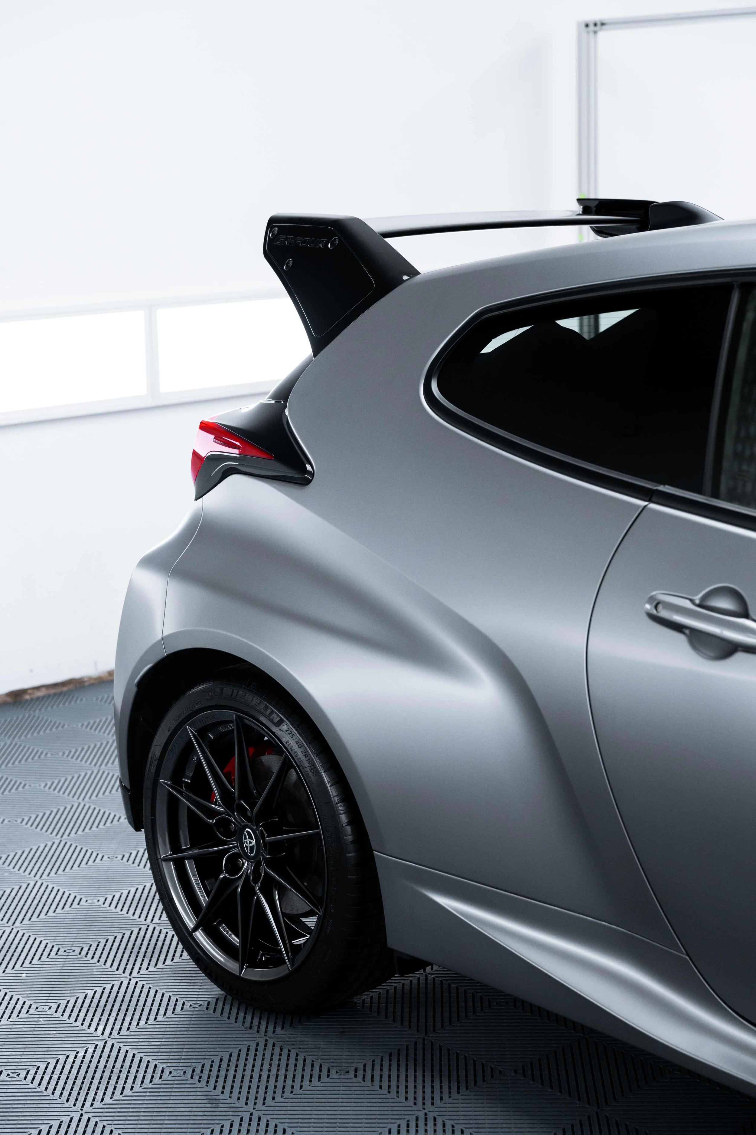 Matte grey Toyota GR Yaris rear quarter and spoiler with XPEL Paint Protection Film in Mona Vale