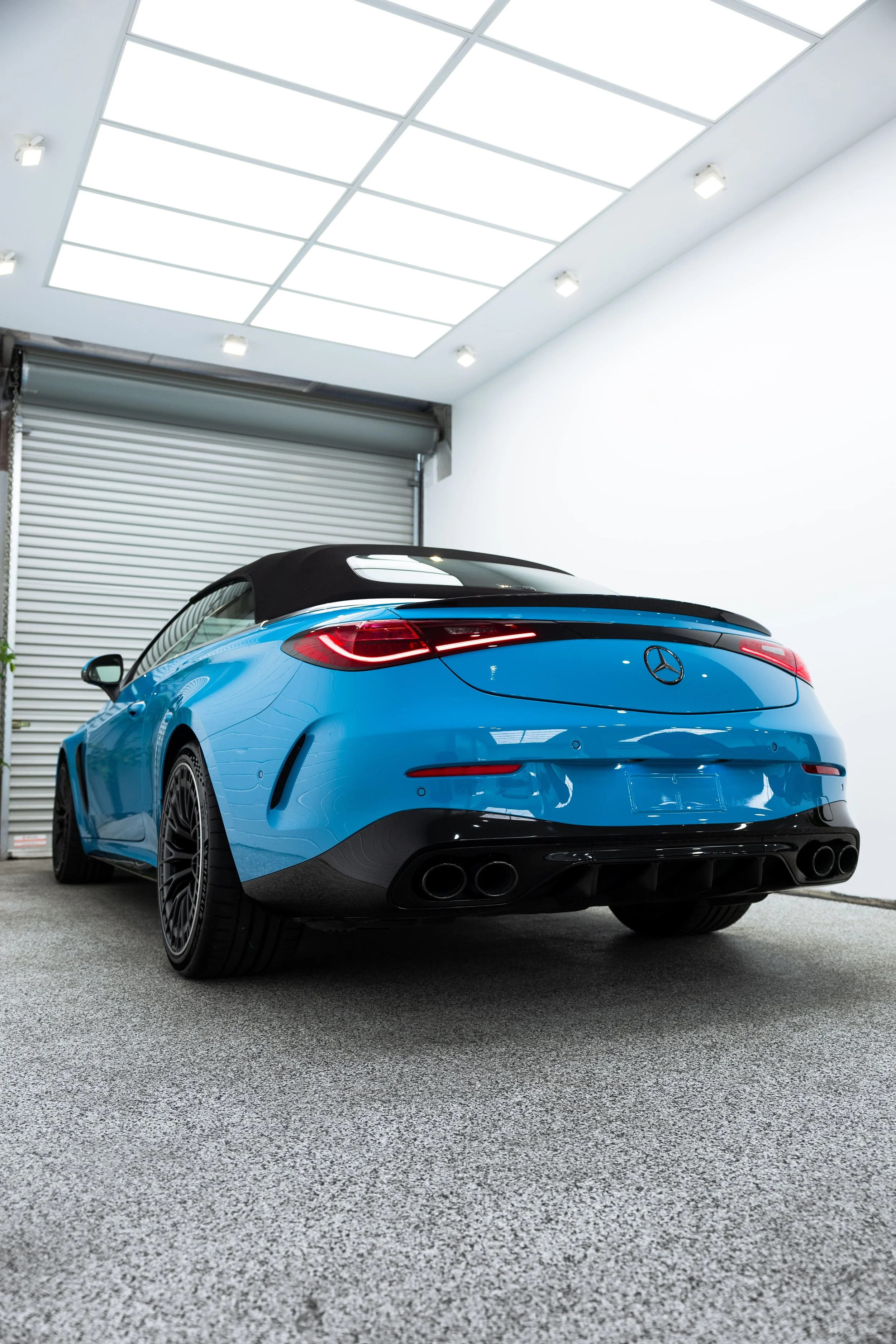 Rear view of blue Mercedes-AMG with custom colour change wrap and paint protection film by ADS in Mona Vale