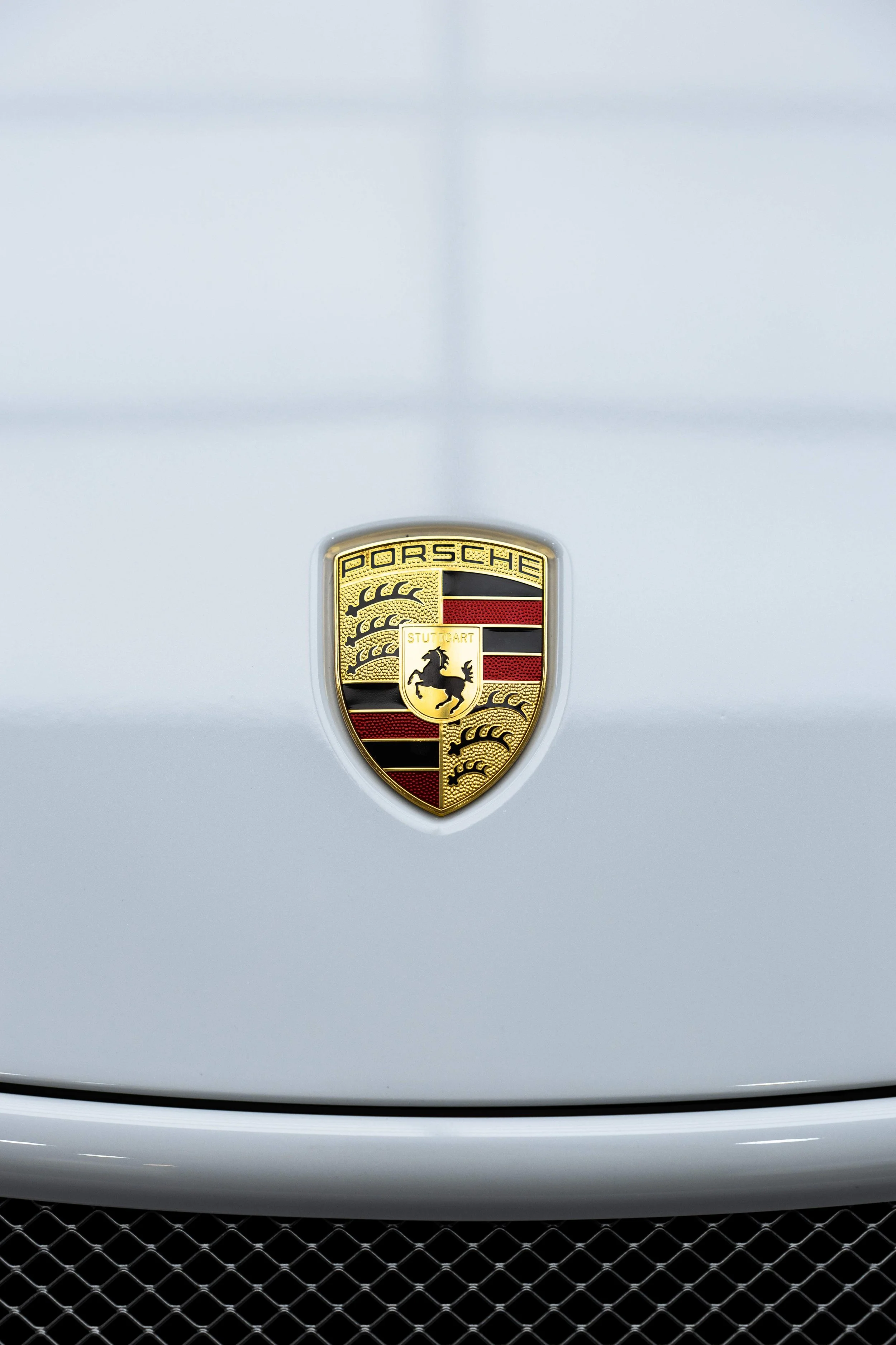 White Porsche GT3 Porsche crest badge with XPEL Paint Protection Film in Sydney