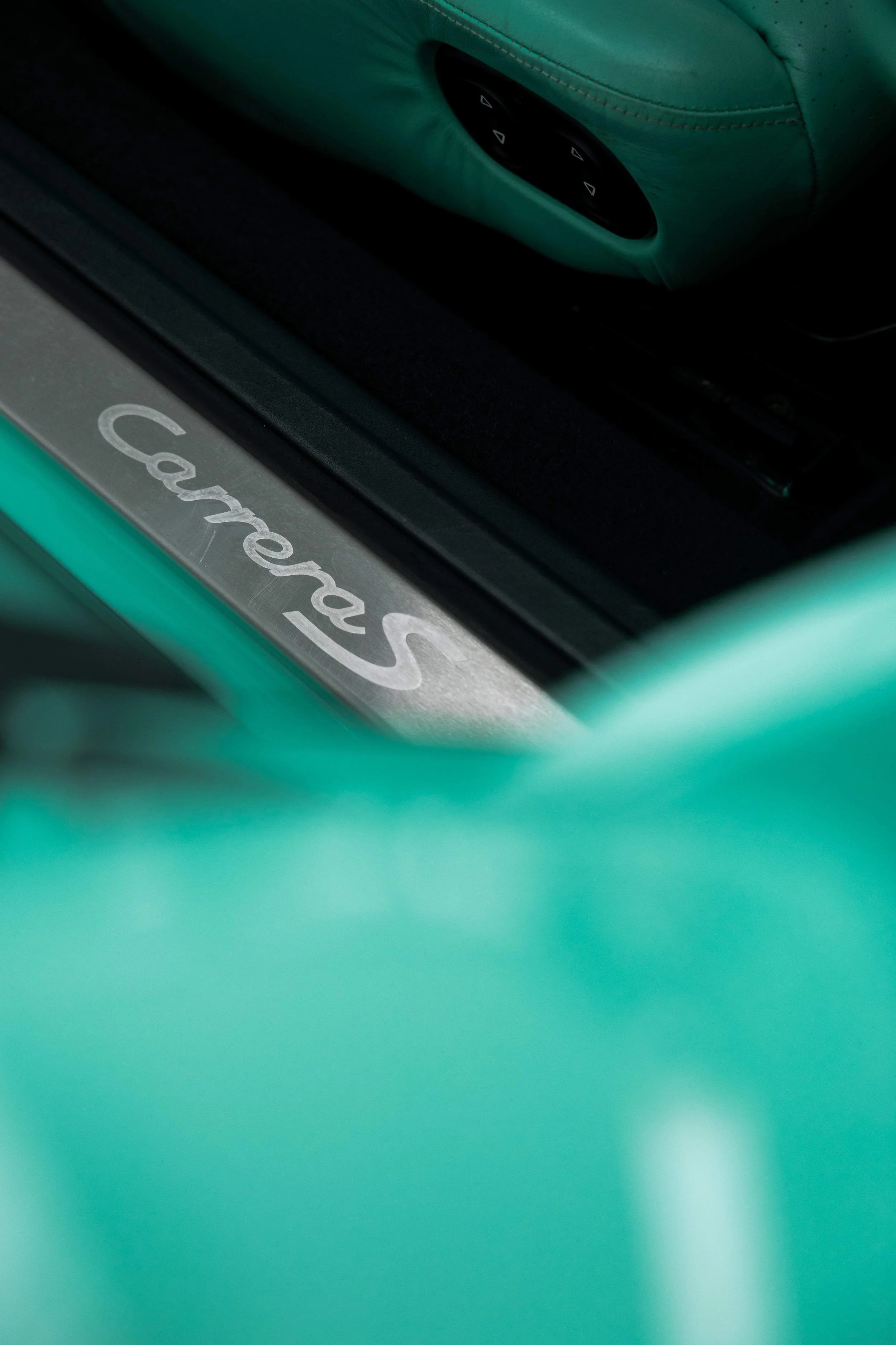 Porsche Carrera S door sill after interior detailing in Mona Vale