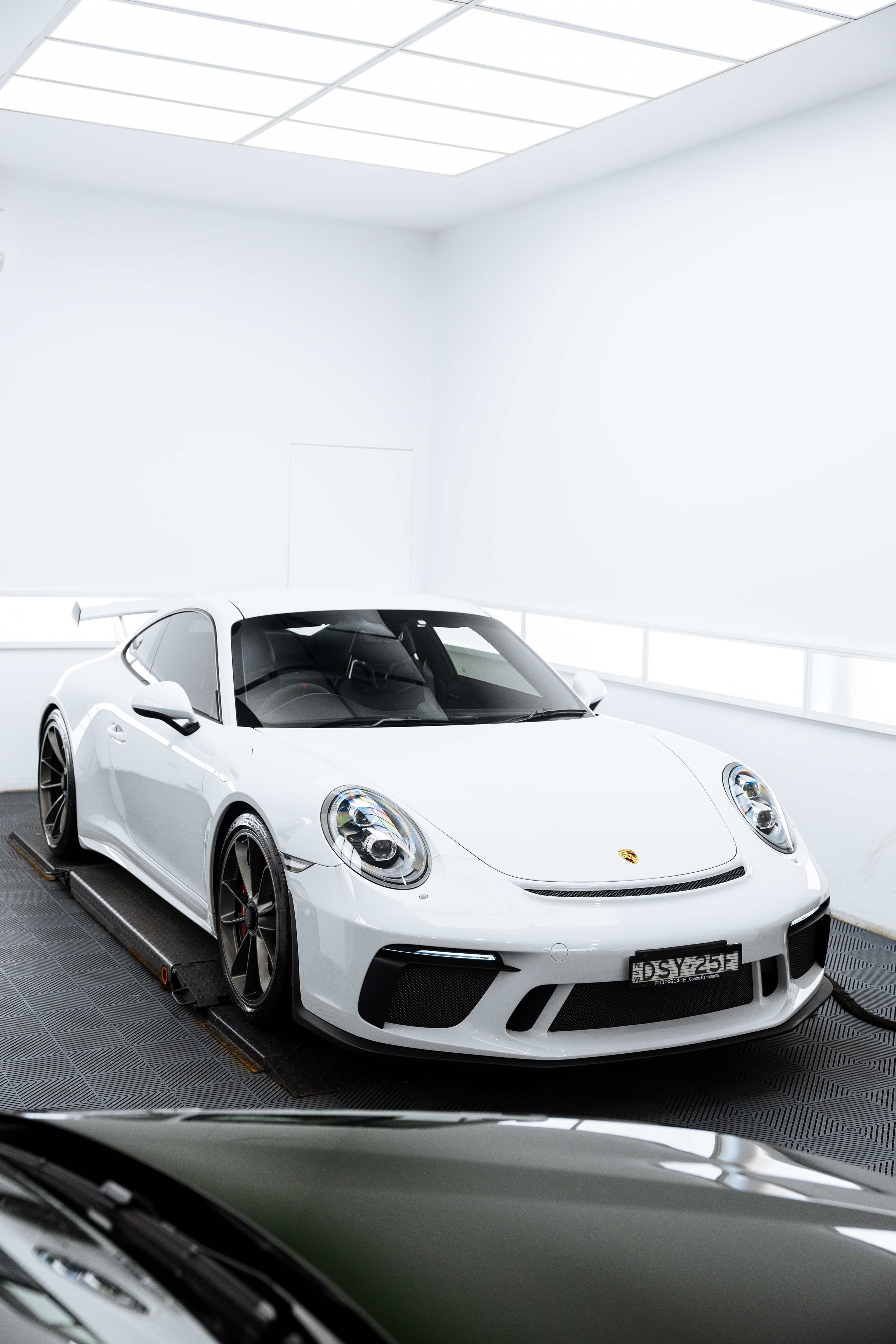 White Porsche GT3 front three quarter with XPEL Paint Protection Film in Mona Vale