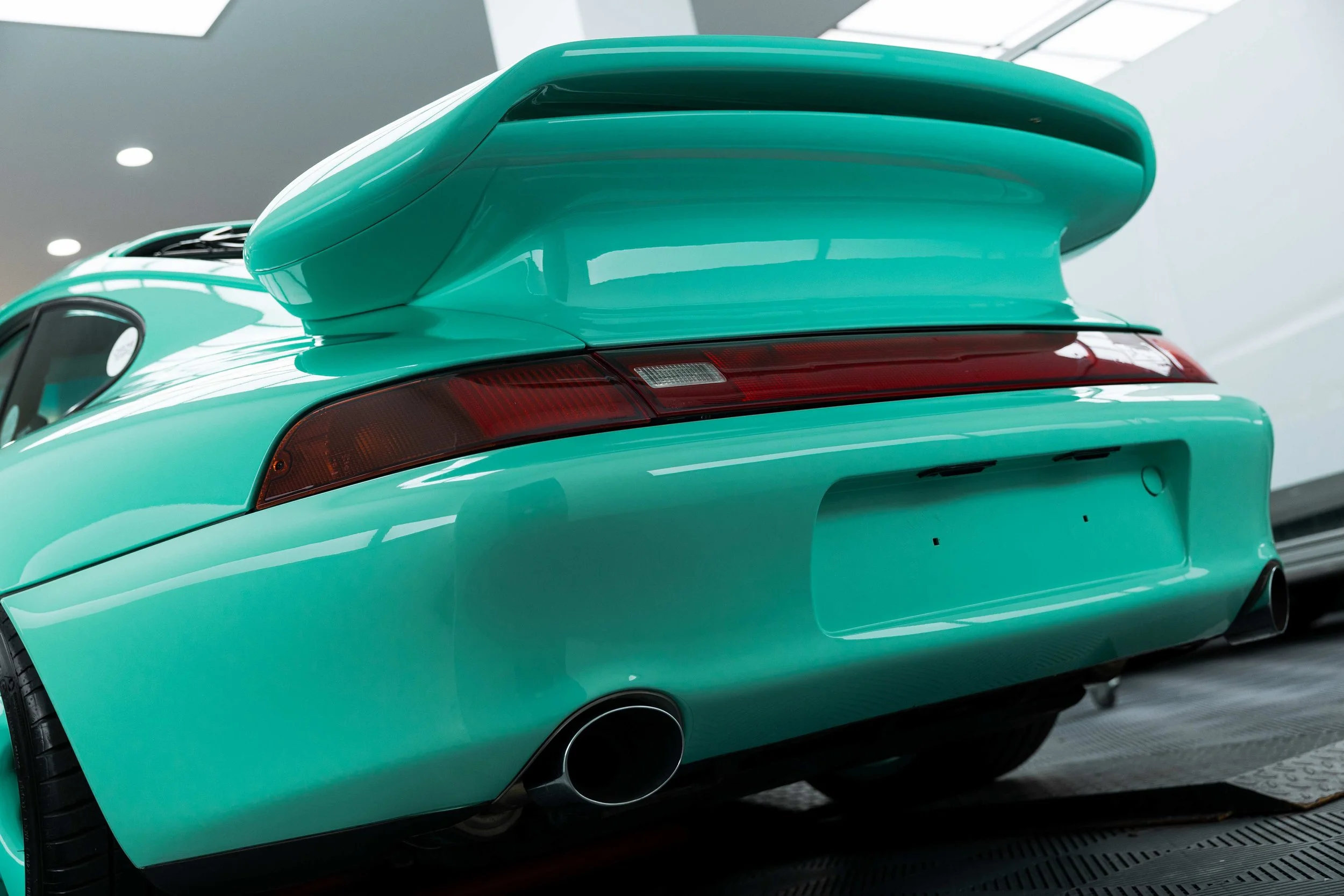 Mint green Porsche 993 rear bumper and exhaust with XPEL Paint Protection Film in Mona Vale