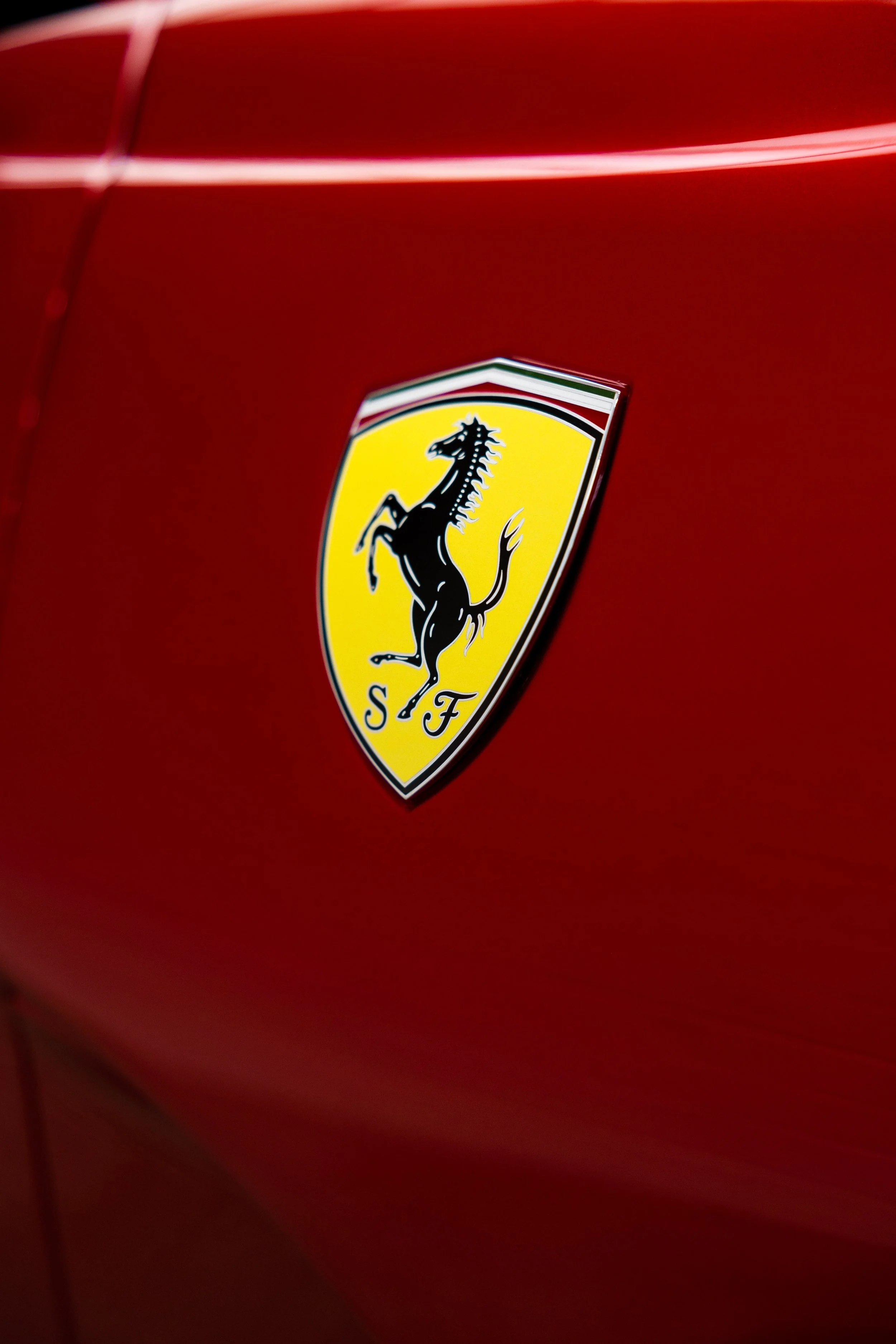 Red Ferrari 812 GTS Prancing Horse shield badge with XPEL Paint Protection Film in Sydney