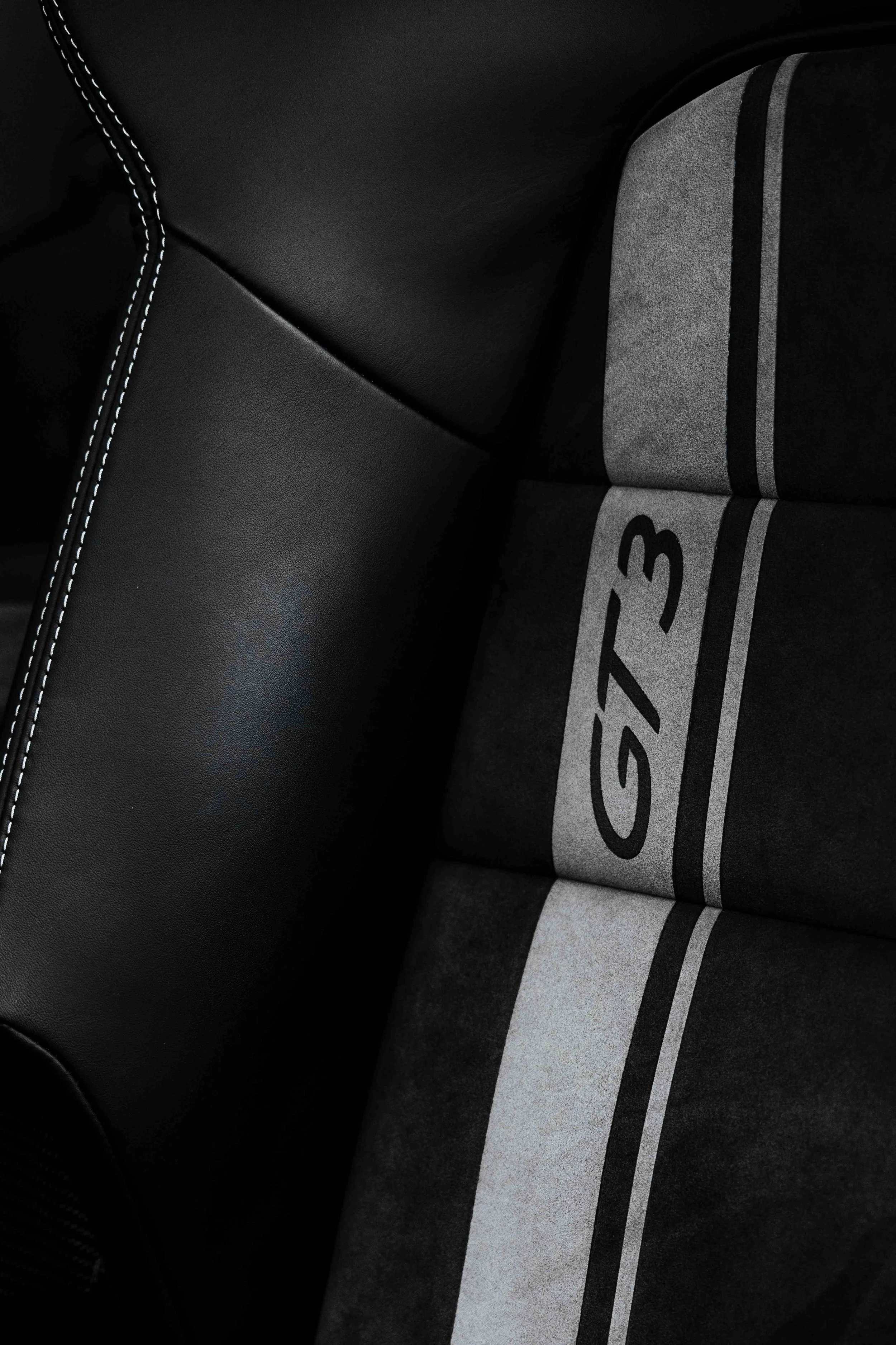 White Porsche GT3 interior detailing seat bolster GT3 stripe in Mona Vale