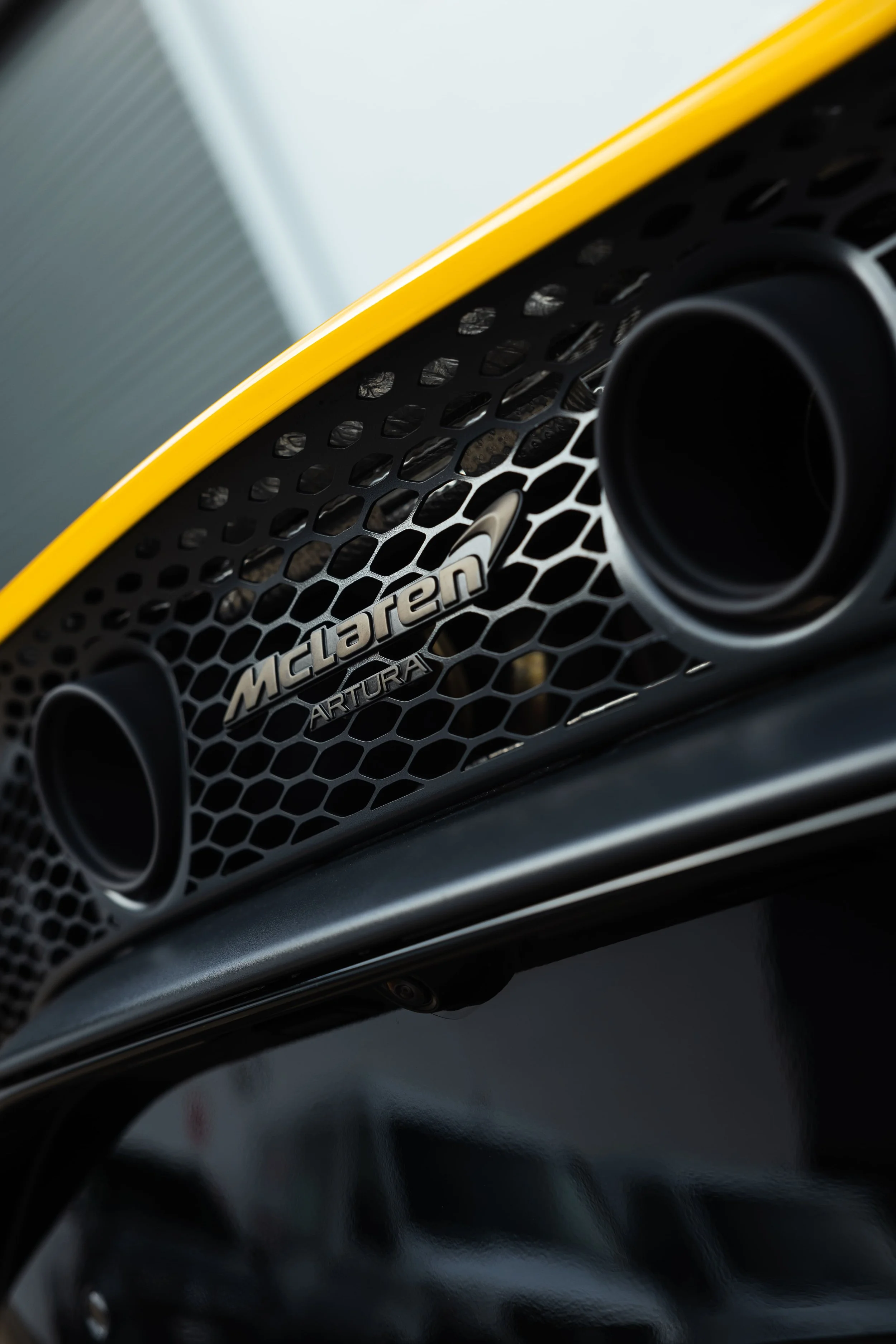 McLaren Artura rear exhaust and badge detail with PPF protection by ADS in Mona Vale